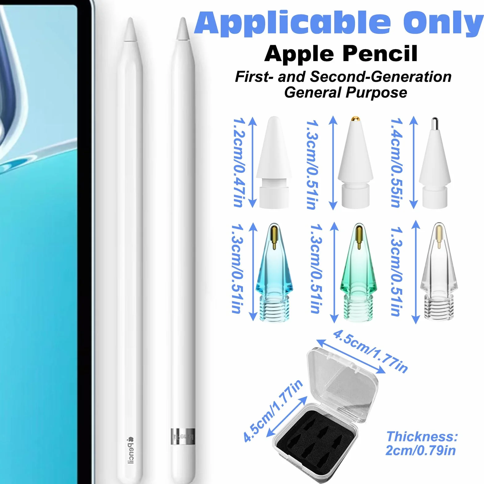 Metalowe i plastikowe końcówki do Apple Pencil 1. i 2. generacji - Zestaw 6 szt.