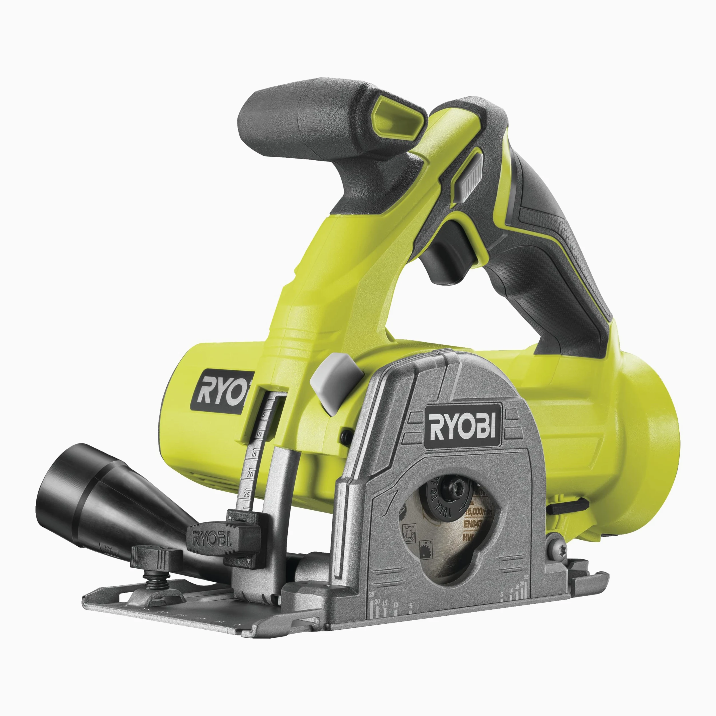 Ryobi Pilarka Uniwersalna 18V R18MMS-0, optymalna do Cięć Wgłębnych i Prostych w Różnych Materiałach, Średnica Tarczy 85 mm, Głębokość Cięcia 27 mm przy 90⁰