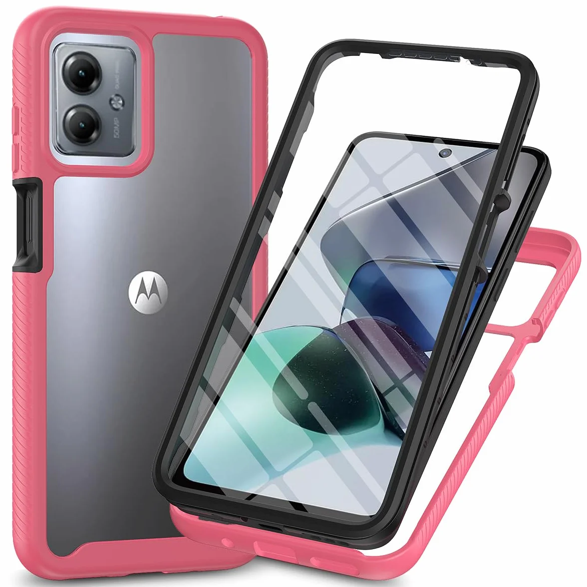Etui do Motorola Moto G35 z wbudowaną osłoną ekranu 360° czerwony