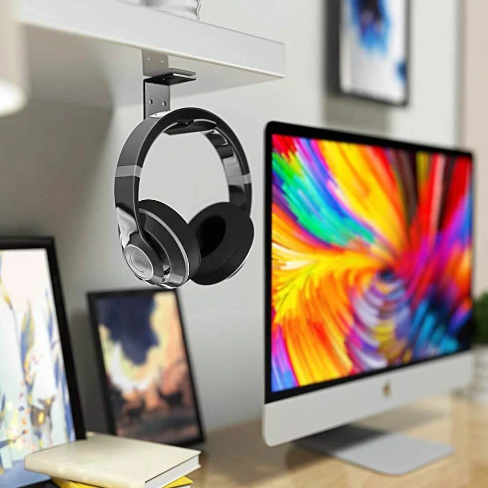 Uchwyt na słuchawki, aluminiowy stojak na słuchawki, 3 m, uchwyt na słuchawki, kompatybilny z Sennheiser Sony Bose Beats AKG Audio-Technica, czarny