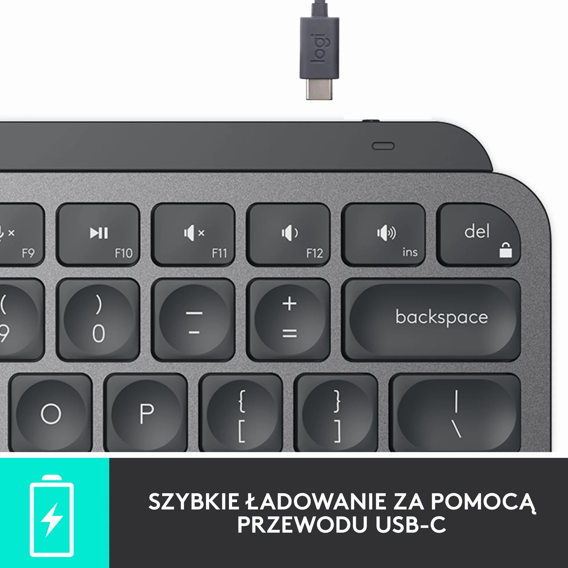 Logitech MX Keys Mini Bezprzewodowa Podświetlana Klawiatura, Kompaktowa, Bluetooth, USB-C, Metalowa Konstrukcja, QWERTY US Intl