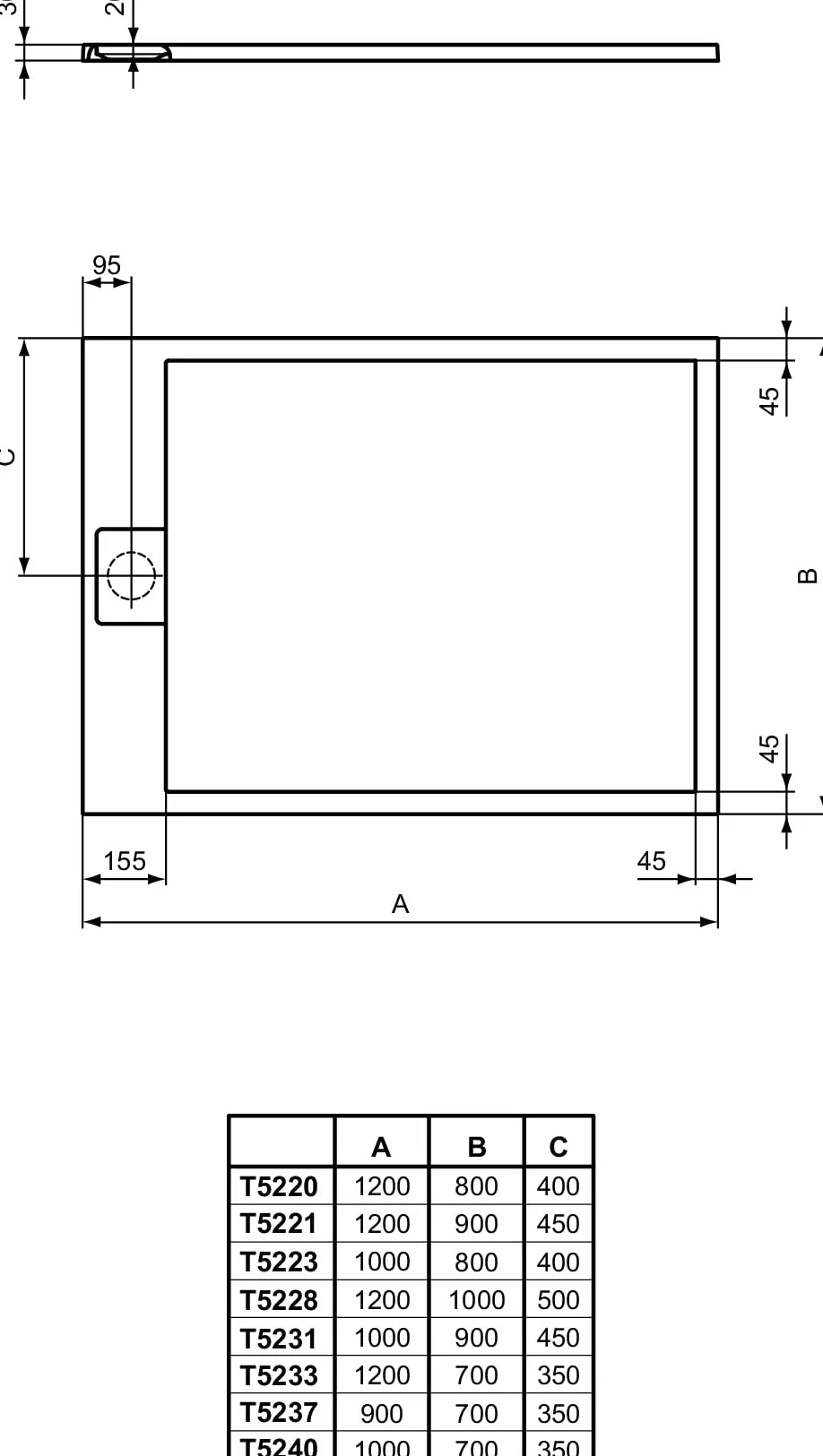 Ideal Standard Ultra Flat S i.life, brodzik prysznicowy, prostokątny, 100 x 80 cm, krótki boczny, matowe wykończenie o wyglądzie kamienia, biały