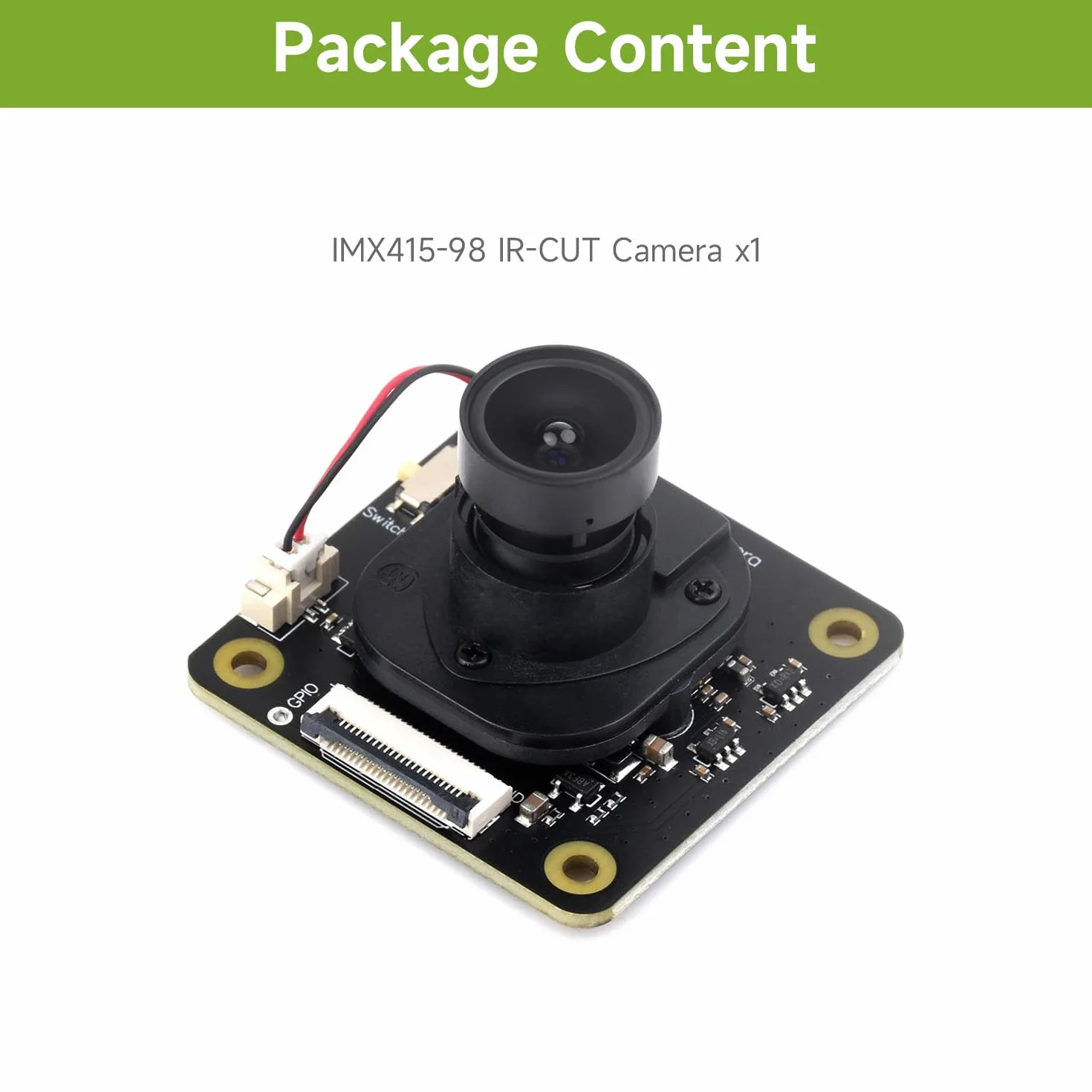Waveshare IMX415 8MP Camera Module 98° Wide Angle Lens Low Light AI