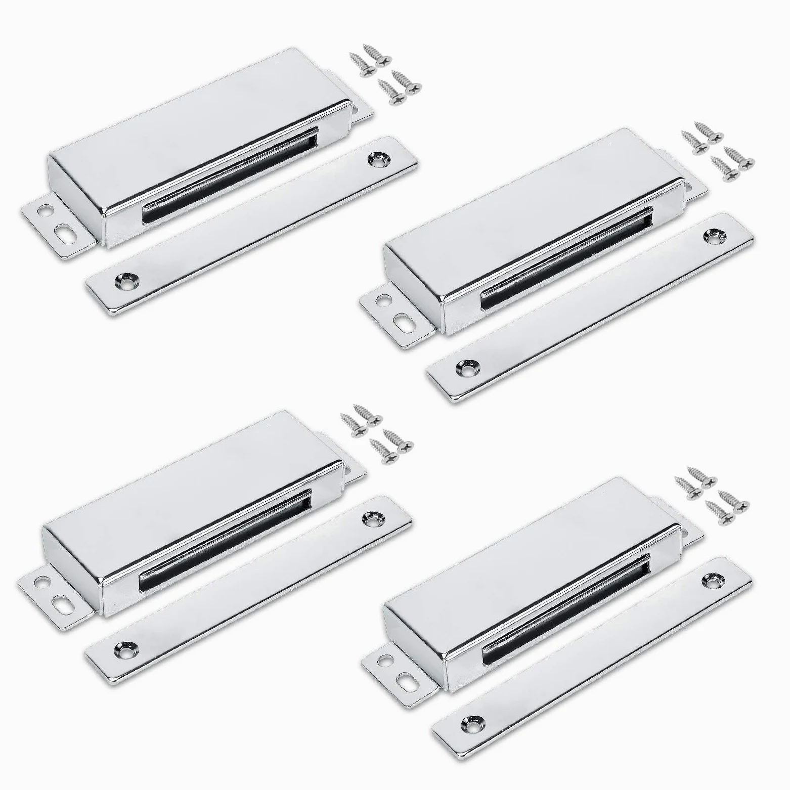 51.7 kg Heavy Duty Magnetyczny zatrzask ze stali nierdzewnej Metalowy zatrzask do drzwi spiżarni, płyta zaczepowa do zamykania bramy zewnętrznej, nierdzewna, rozmiar zaczepu: 12,7 x 3,6 x 1,8 cm (4