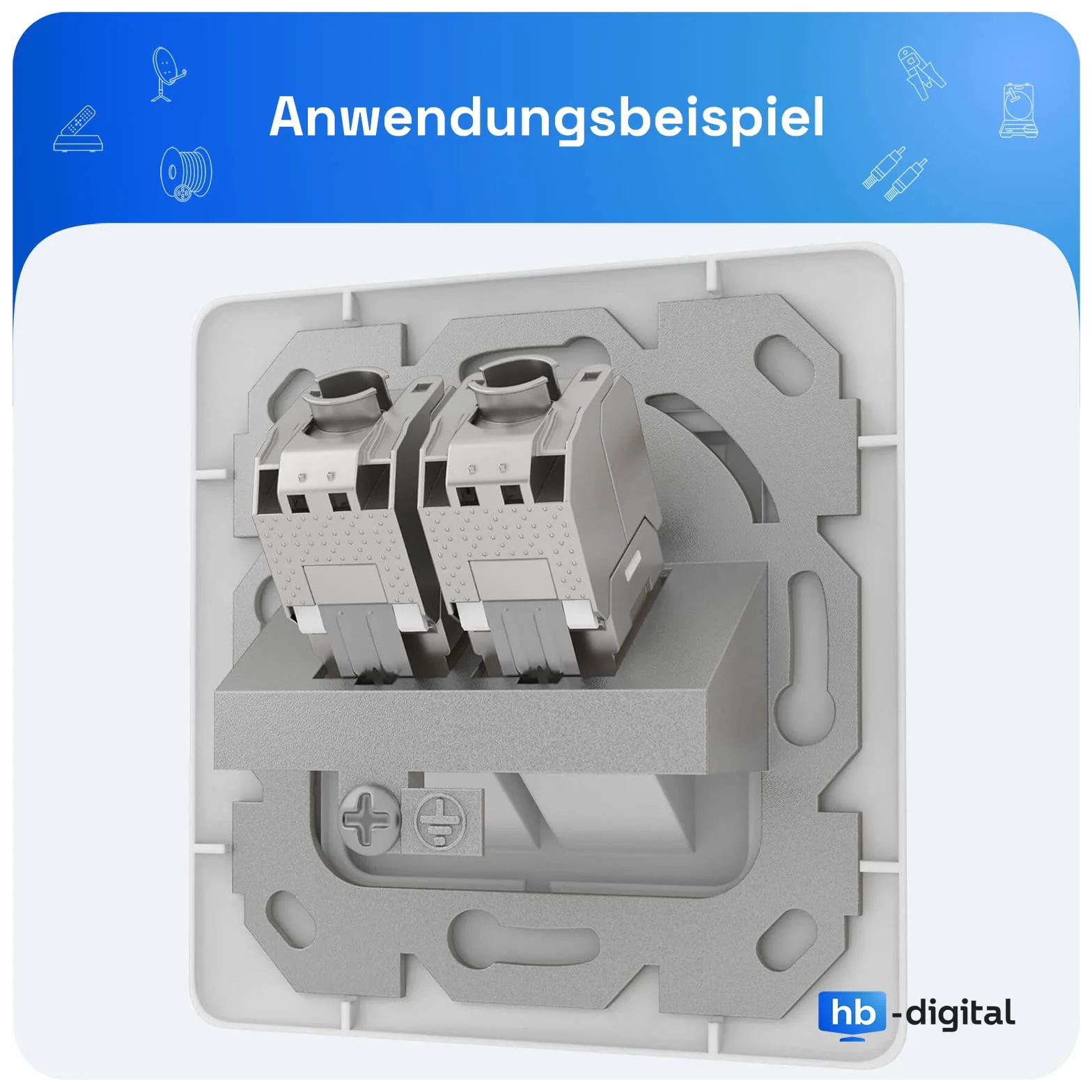 HB-DIGITAL Gniazdo danych do 2 modułów Keystone puszka podtynkowa puszka przyłączeniowa puszka przyłączeniowa do np. LAN RJ45 koncentryczny USB 2-drożne 2-drożne gniazda sieciowe puszka ekranowana, bez narzędzi biała