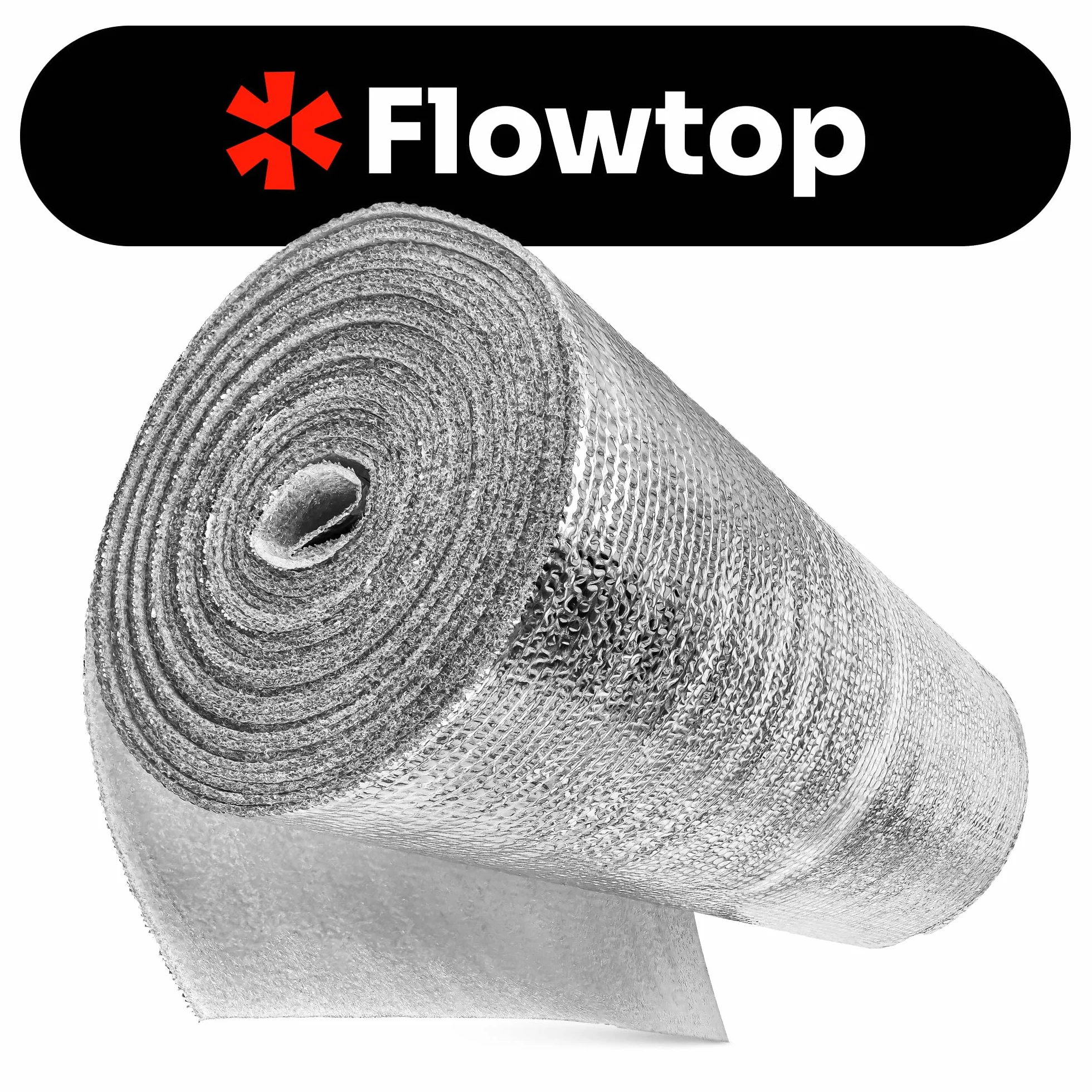 FLOWTOP folia odblaskowa do grzejników, 10 m x 0,5 m, folia izolacyjna, płyta odblaskowa, folia izolacyjna 3 mm, folia termiczna, folia aluminiowa, folia izolacyjna, metaliczna