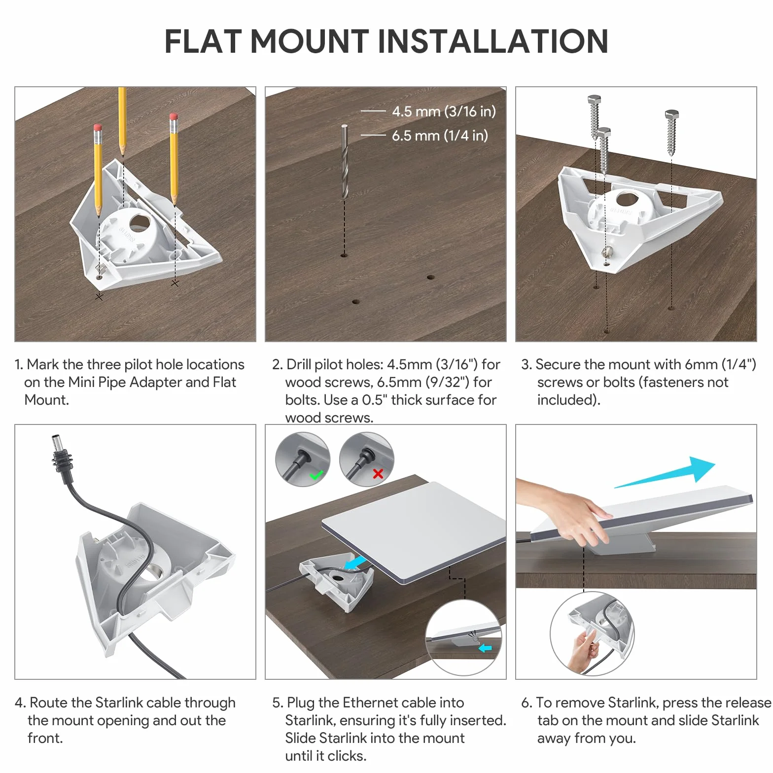 Starlink Mini adapter do rur, uchwyt na słup i płaski montaż, zestaw montażowy Premium