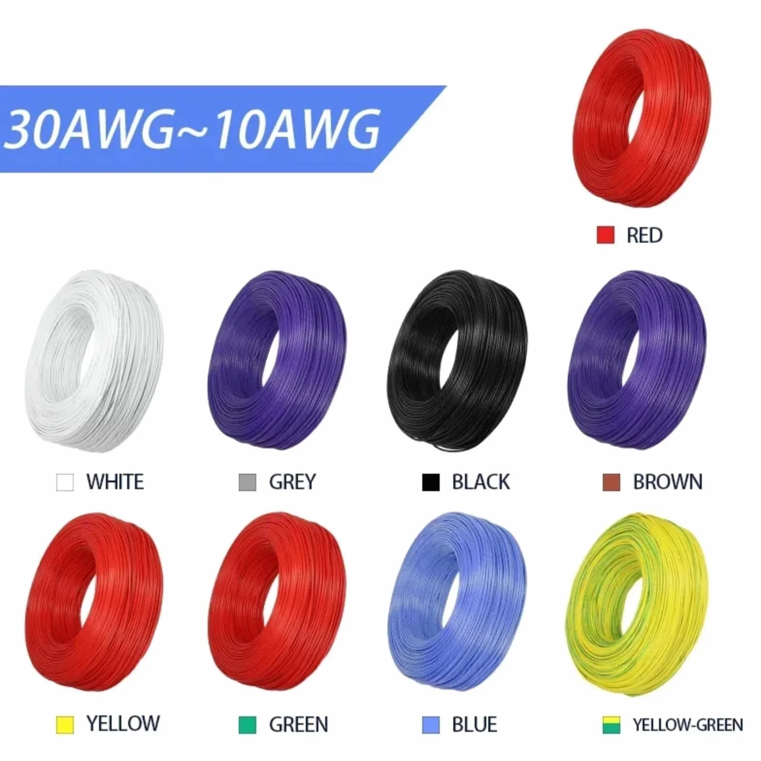 Kable elektroniczne UL3135 izolowany silikon miedź 30 28 26 24 22 20 18 16 14 12 10 AWG (szary; 1 metr; 30AWG)