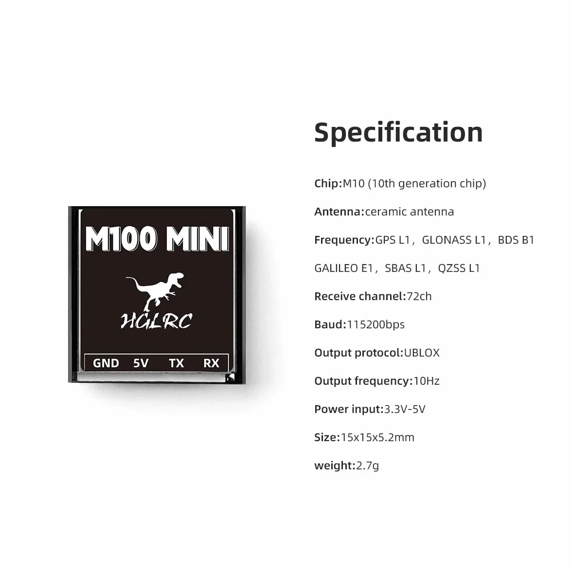 HGLRC Mini M100 GPS moduł UBLOX kompatybilny z dronem FPV 2-7"