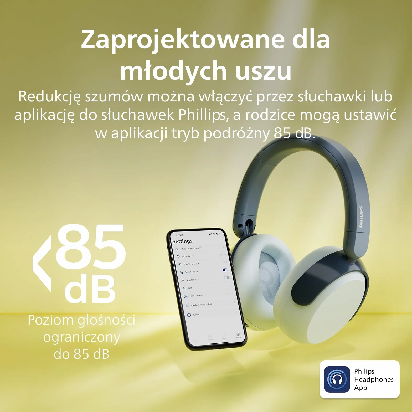 Philips TAK5500RT Bezprzewodowe, skladane sluchawki nauszne dla dzieci 5500 z funkcjami Bluetooth 5.4, ograniczenia poziomu glosnosci, udostepniania dzwieku, 34 godz. sluchania i przewodem USB-C