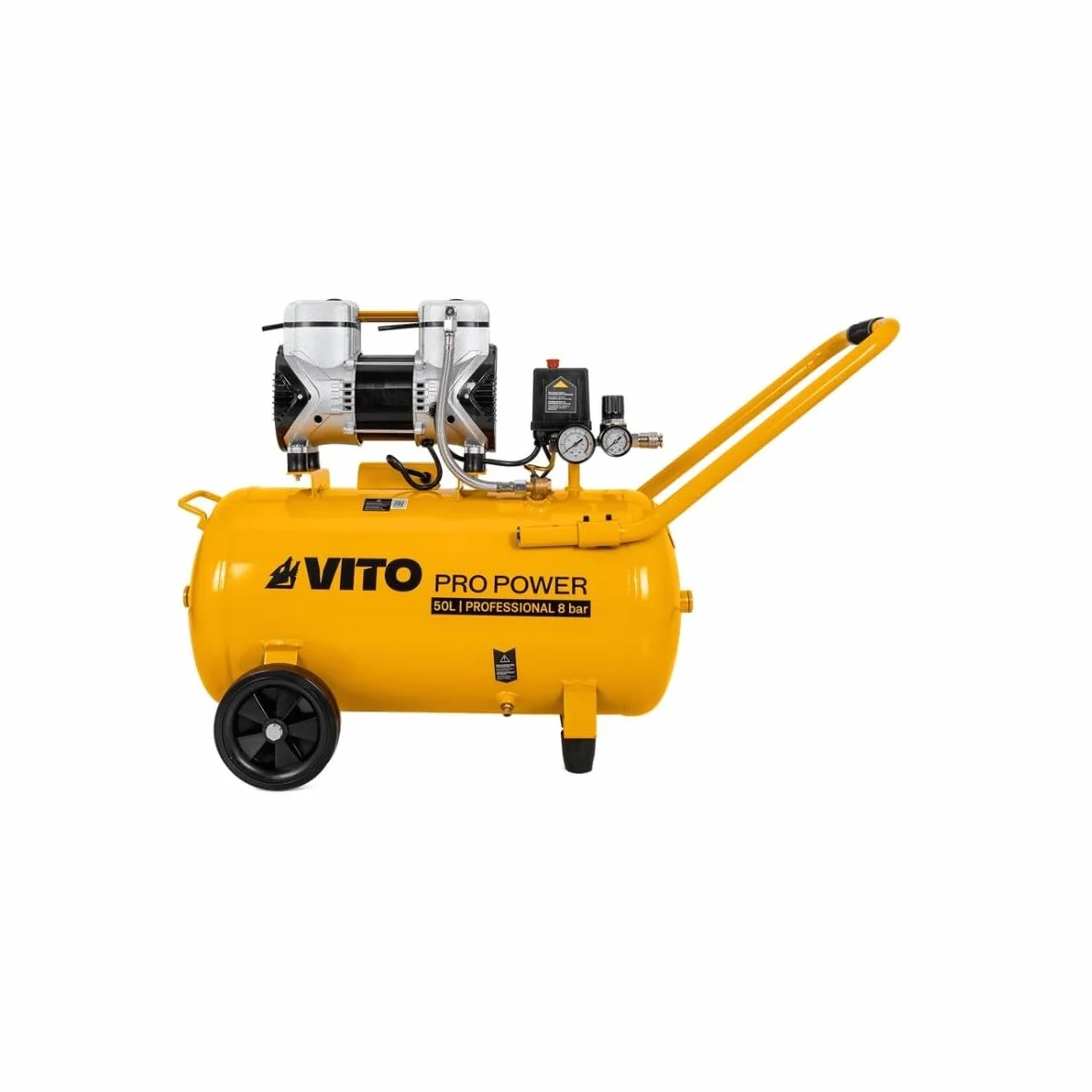 VITO Cicha sprężarka powietrza 50L 8 bar 2 KW 1,5 kW 115 Psi 236 l/min (bez oleju