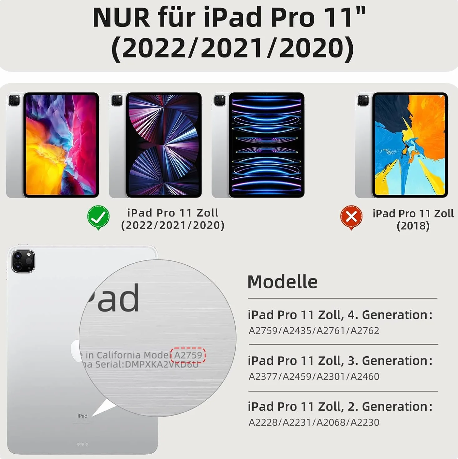 Etui z klawiaturą do iPad Pro 11 4./3./2. generacji 2022/2021/2020, Bluetooth, QWERTZ, szare