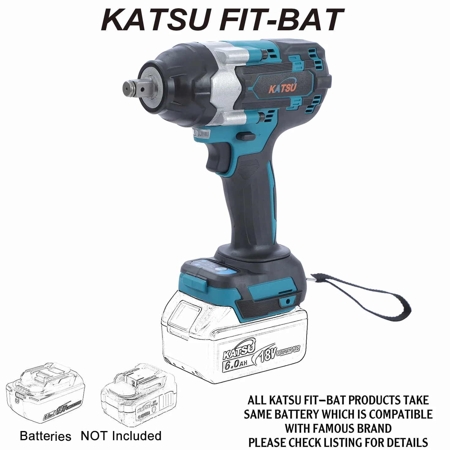Katsu FIT-BAT akumulatorowa wkrętarka udarowa, bezszczotkowa 21 V 1/2", 700 Nm, bezprzewodowa, elektryczna wkrętarka udarowa, bez akumulatora lub ładowarki 102471