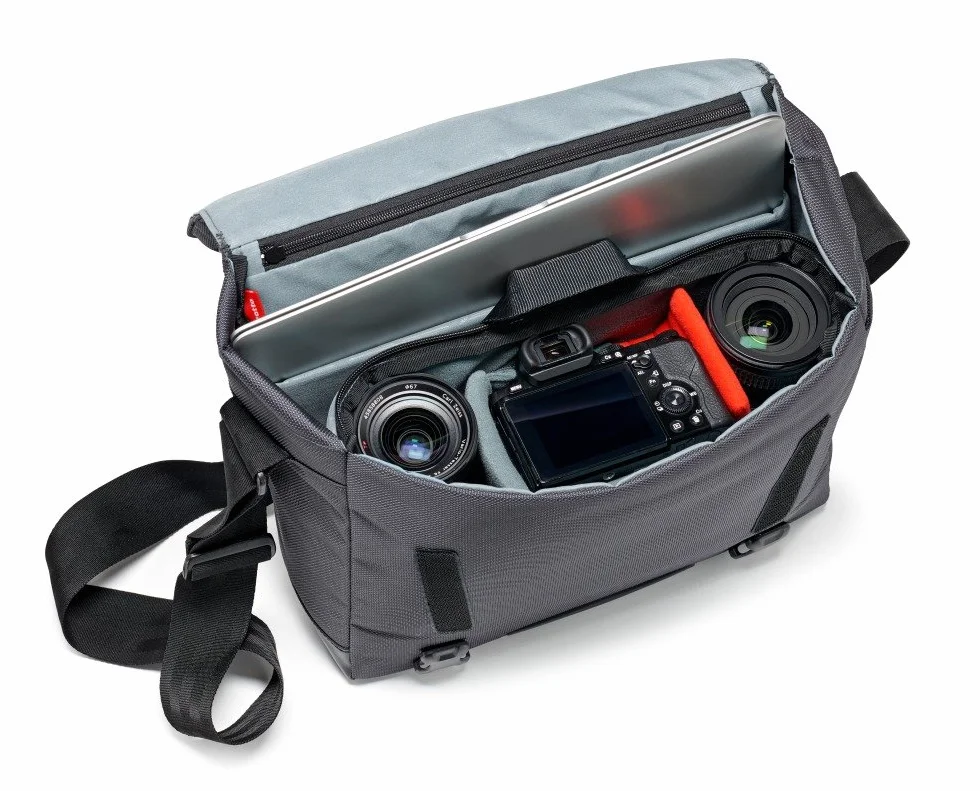 Manfrotto Manhattan Messenger Speedy 10 torba na aparat, wielofunkcyjna, do przenoszenia aparatu i akcesoriów, z wodoodpornego materiału, torba fotograficzna z kieszenią na komputer i tablet, z