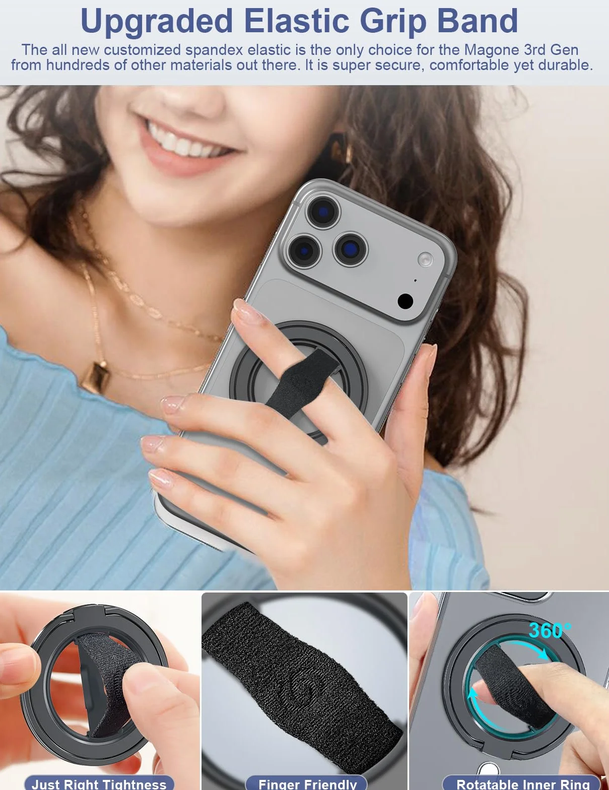EWA MagOne 3. generacji stojak na telefon magnetyczny uchwyt pierścieniowy kompatybilny z MagSafe do iPhone 16 15 14 13 12 czarny