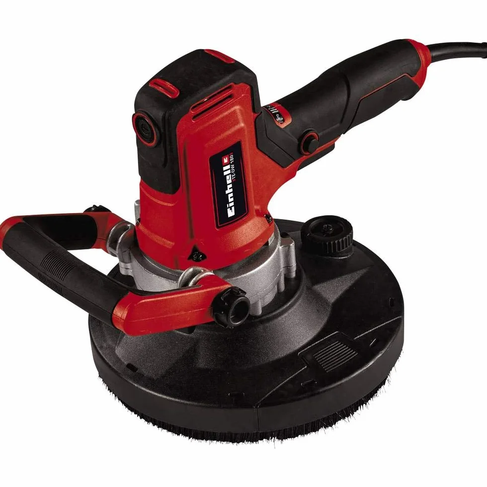 Einhell Szlifierka ścienna i betonu TE-DW 180 (1300 W, szybkość oscylacji 0-3000 min.-1, średnica papieru ściernego 180 mm, w tym płyta szlifierska z mikrorzepem, szlifierka diamentowa, szczotki stalowe, 6 ściernic)