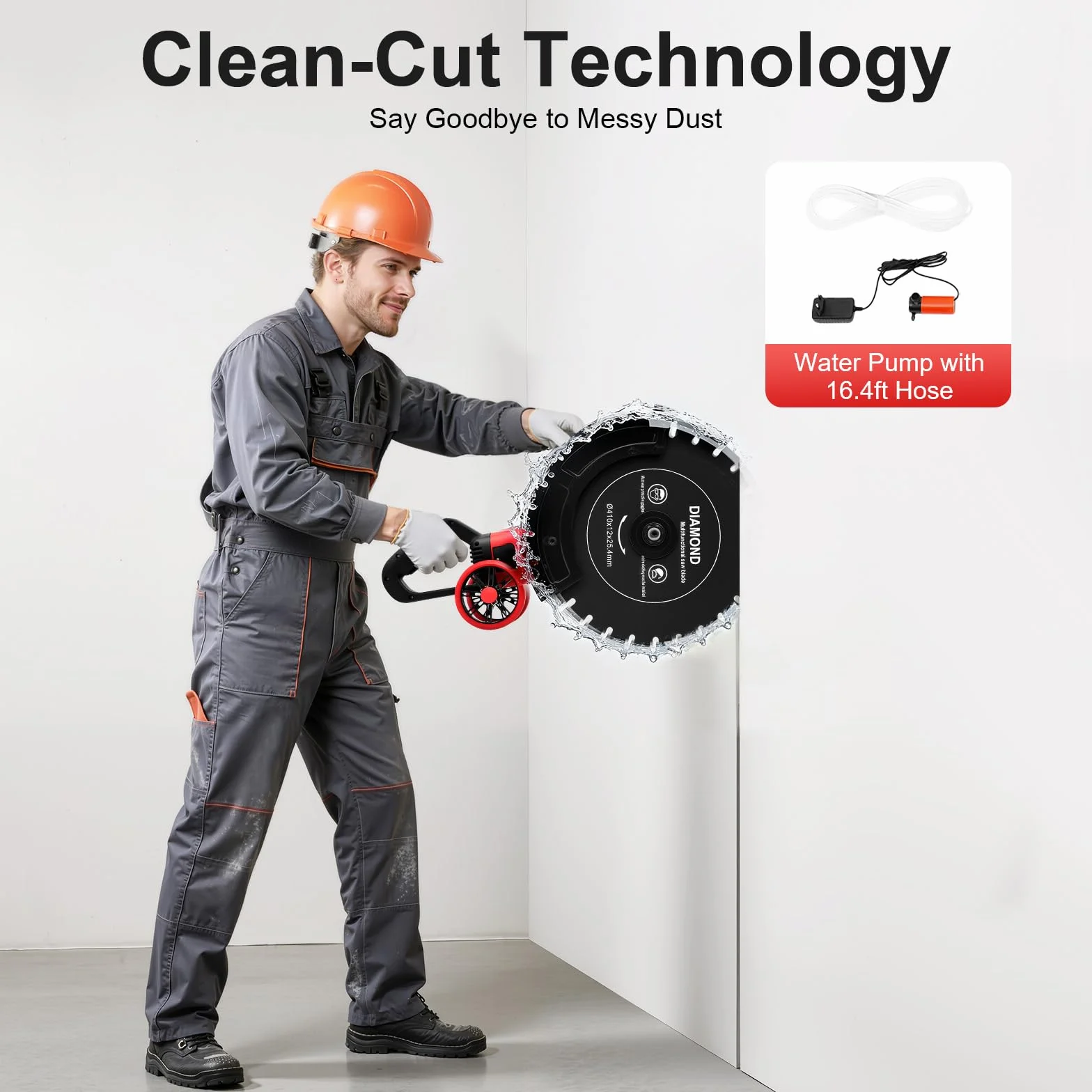 Przecinarka do betonu elektrycznego 4000 W, 220 V przecinarka do betonu na mokro/sucho, wyposażona w tarczę diamentową 410 mm, prędkość obrotowa 3000 obr./min, maszyna do cięcia gipsu, do cięcia