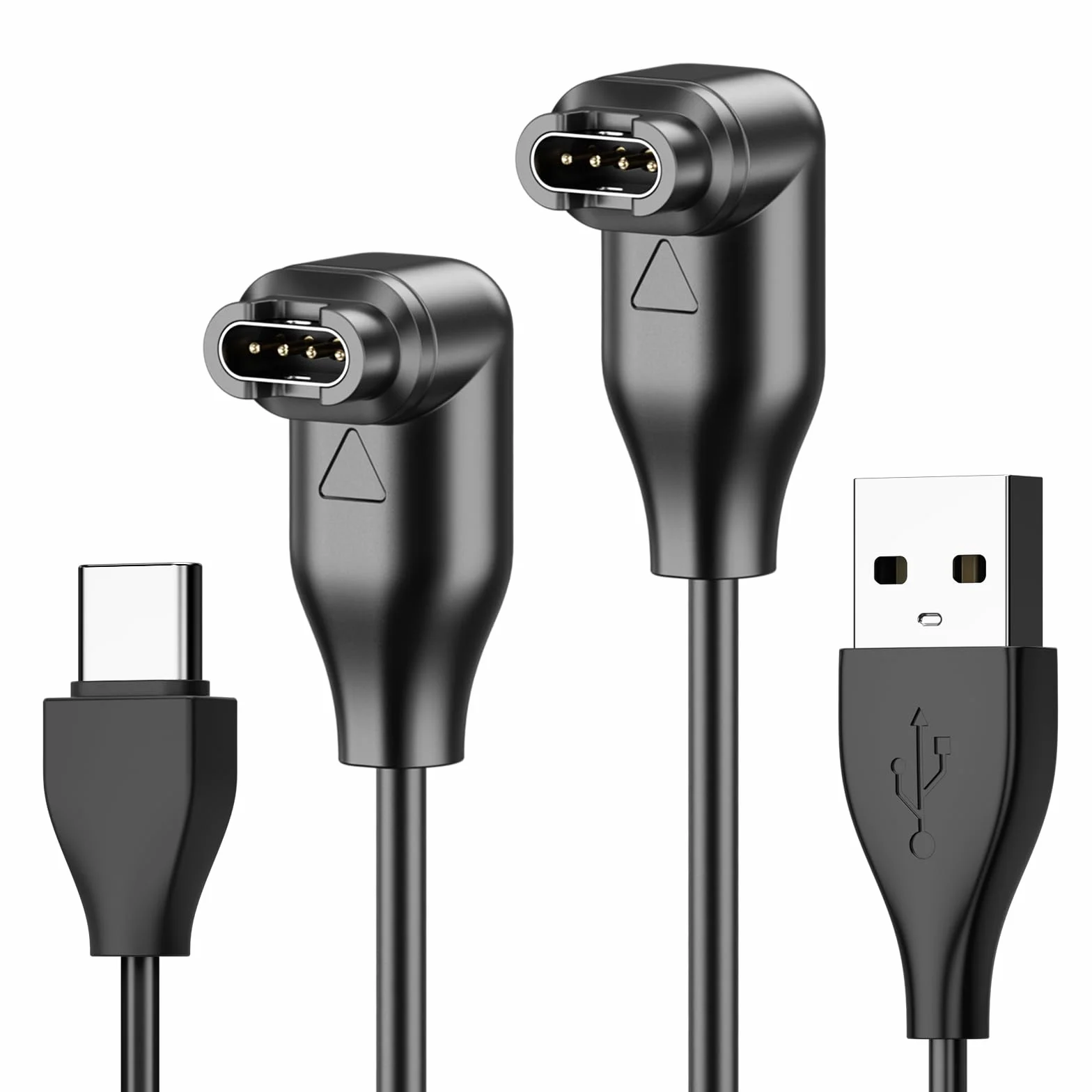2 Pack kabel do ładowania dla zegarka Garmin, 100cm/3,3ft USB-C i USB-A kątowe ładowarki dla serii Garmin Fenix/Venu/Forerunner/Instinct/Vivoactive/Approach