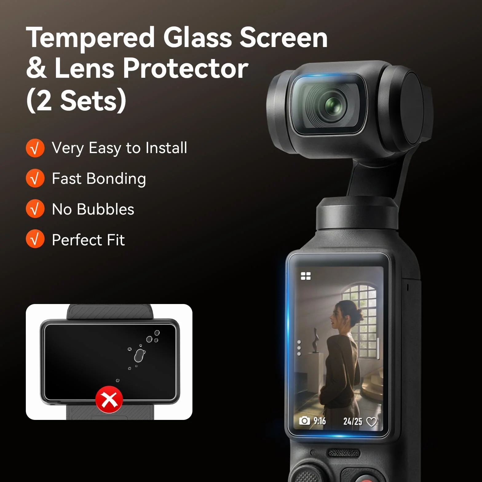AMAZEAR Silikonowe etui do DJI OSMO Pocket 4, akcesoria, miękkie etui ochronne, zestaw combo z hartowanego szkła, ochrona wyświetlacza, ochrona obiektywu, silikonowy stojak (czarny)