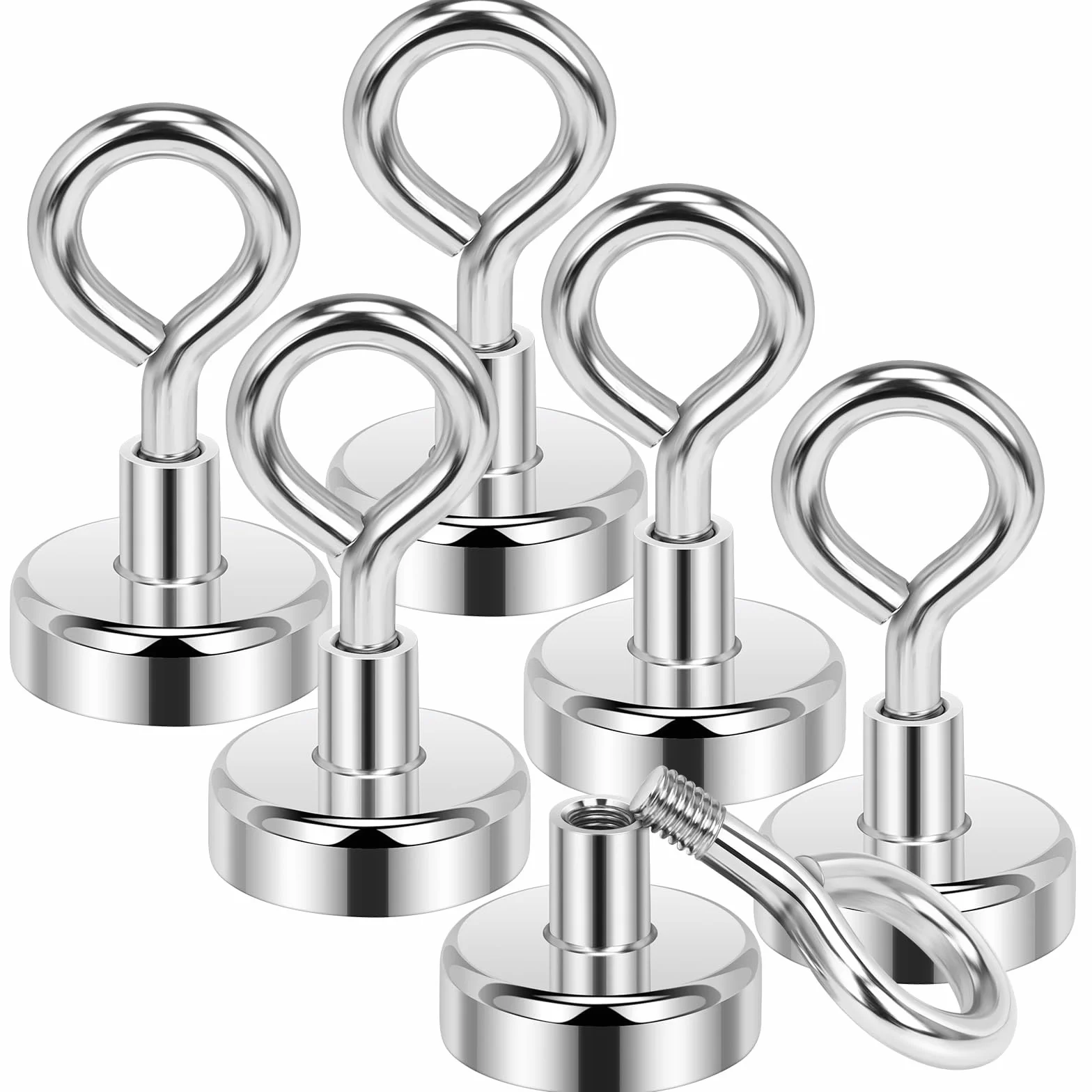 Wukong 19KG(42LB) Magnetyczne haczyki, 25 mm, super mocny magnes neodymowy, 6 sztuk mocny hak magnetyczny, oczka magnesy na kemping, magazyn i kuchnię