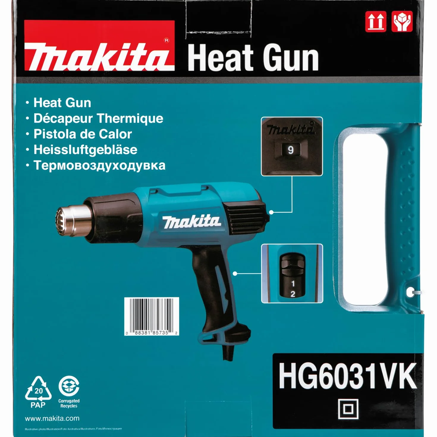 Makita HG6031VK Dmuchawa na Gorące Powietrze Zestaw 1800 w