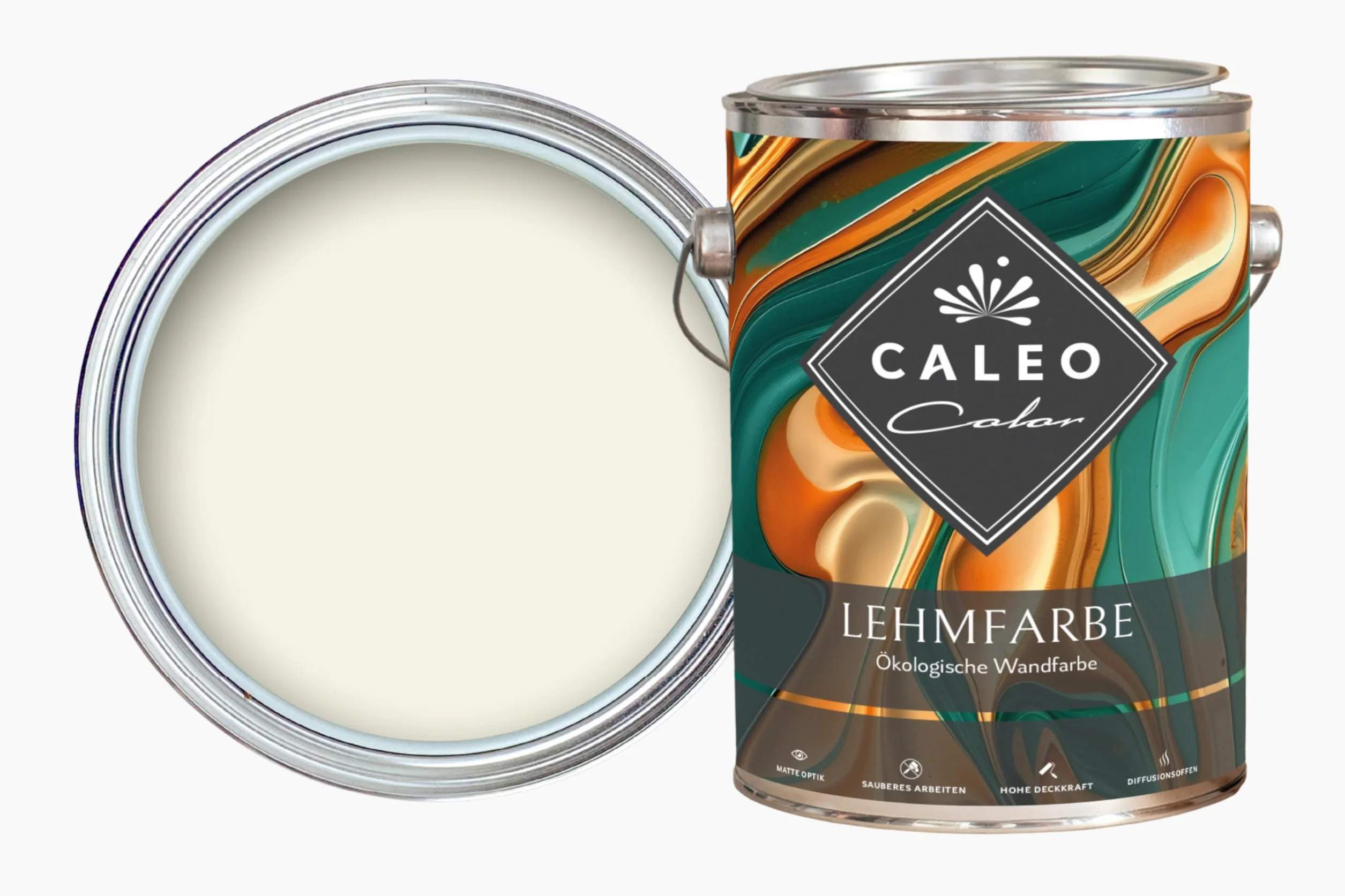 Caleo Color Farba gliniasta – ekologiczna farba ścienna do salonu itp. – wysoko kryjąca, niekapiąca, bezzapachowa (NATURBIAŁA, 10 l)