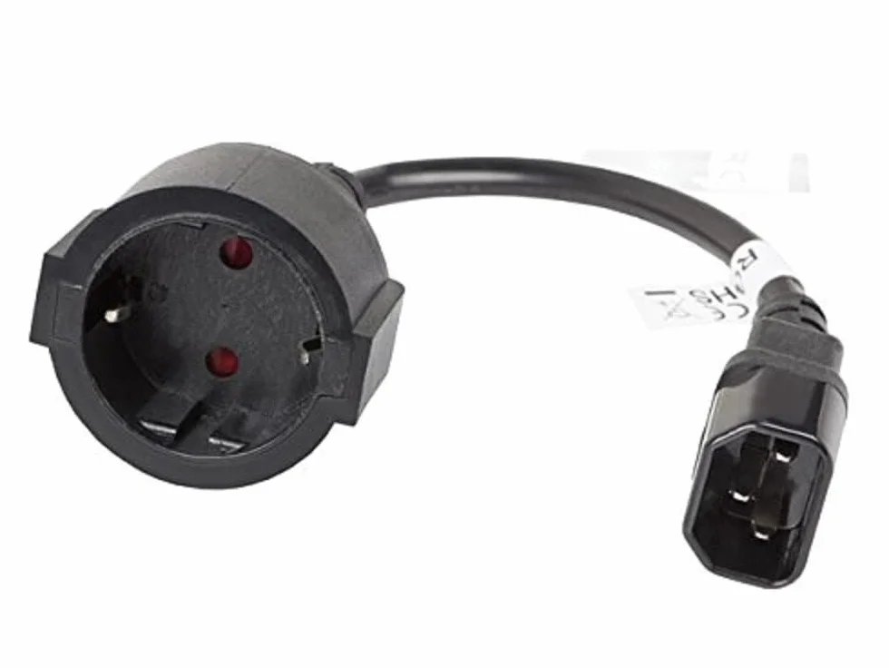 Lanberg gniazdo Shuko przedłużacz kabla sieciowego Iec 320 C14 0,2 m czarny