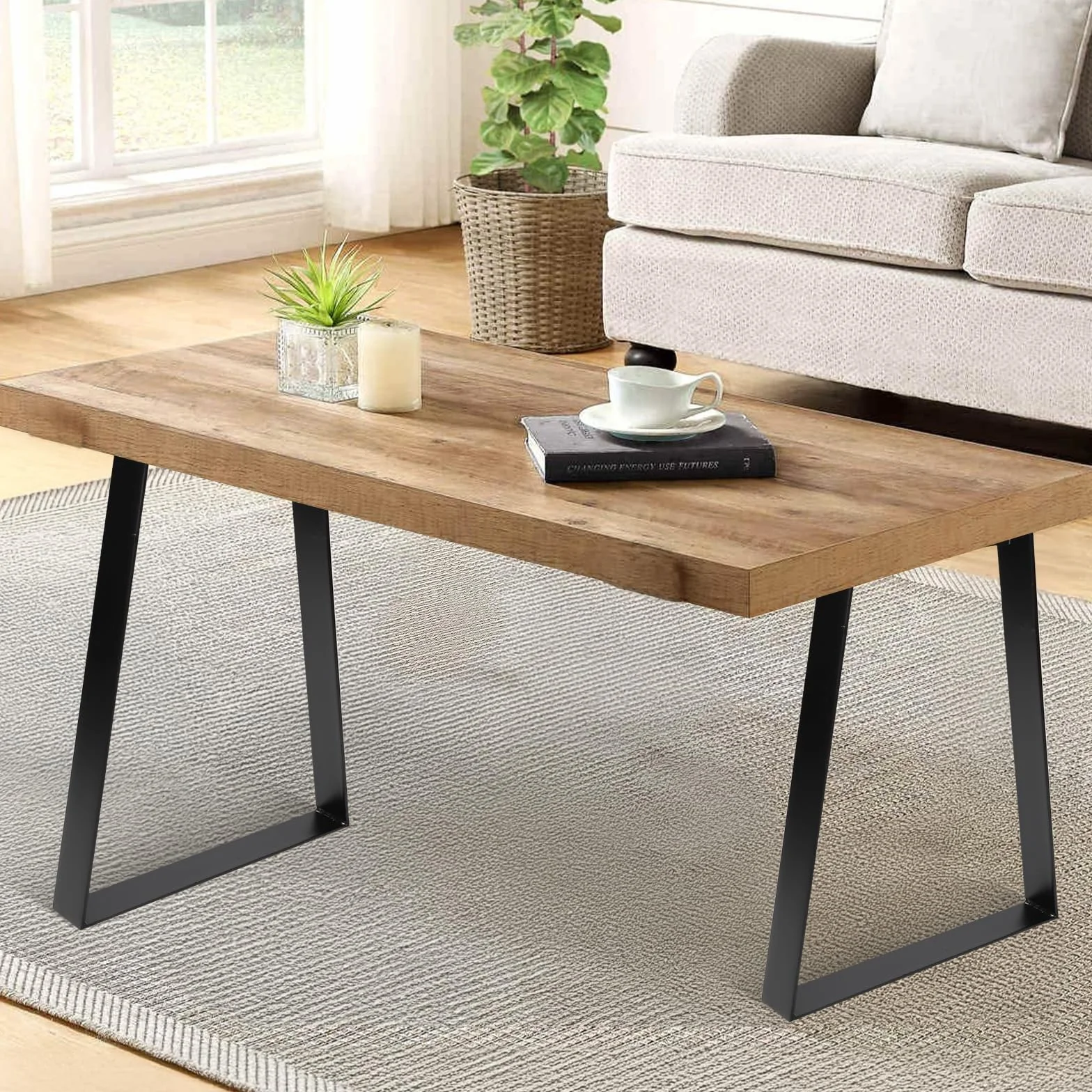 DBREAKS 35 cm trapezowe nogi stołowe, czarne trapezowe nogi stołowe, metalowe nóżki meblowe, rama stołu, prowadnice stołu ze śrubami, prowadnice meblowe do samodzielnego wykonania stolika kawowego