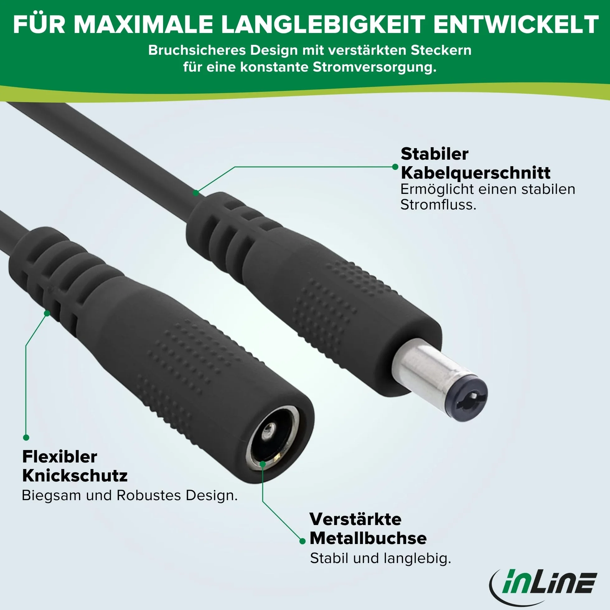 InLine Przedłużacz DC 5,5 x 2,5 mm 1 m uniwersalny zasilacz sieciowy do taśm LED