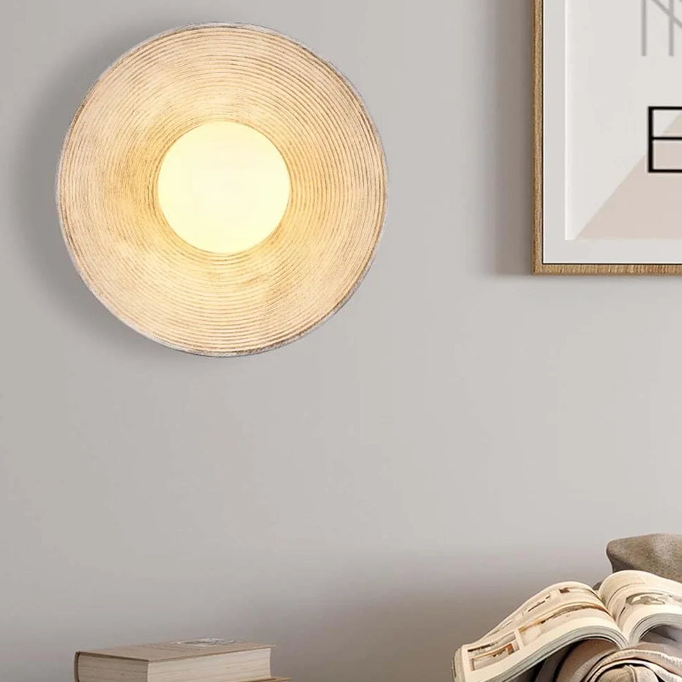 Kinkiet ścienny z żywicy retro G9, okrągły klosz szklany, lampa ścienna, kreatywny design, wirowa lampa w stylu art déco, tło dekoracyjne, oświetlenie ścienne do salonu, sypialni, klatki schodowej, k