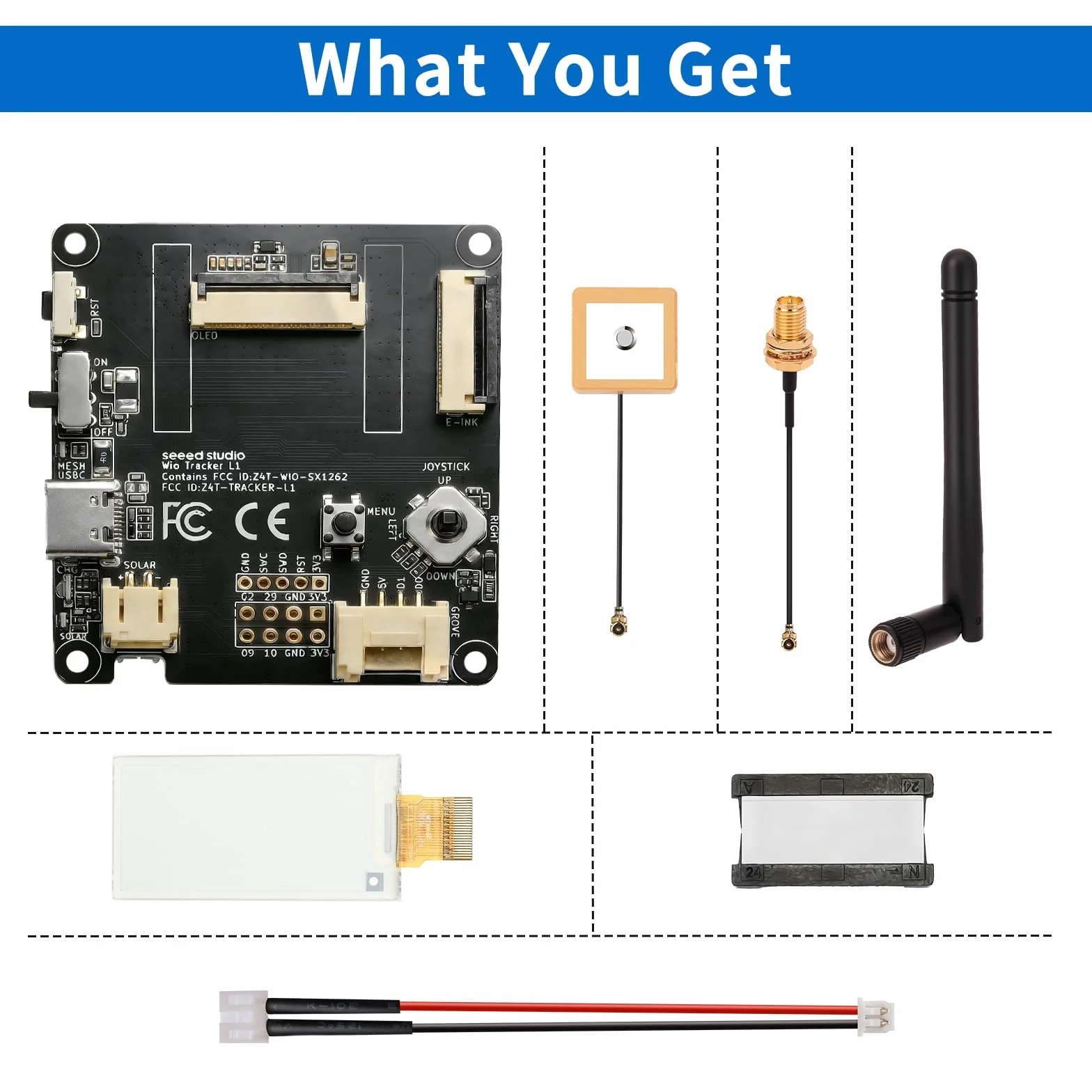 Wio Tracker L1 E-Ink tablica rozwojowa 2,13" SX1262 nRF52840 AR duino Meshtastic LoRa BLE 5 GPS GNSS akumulator typu C ładowanie