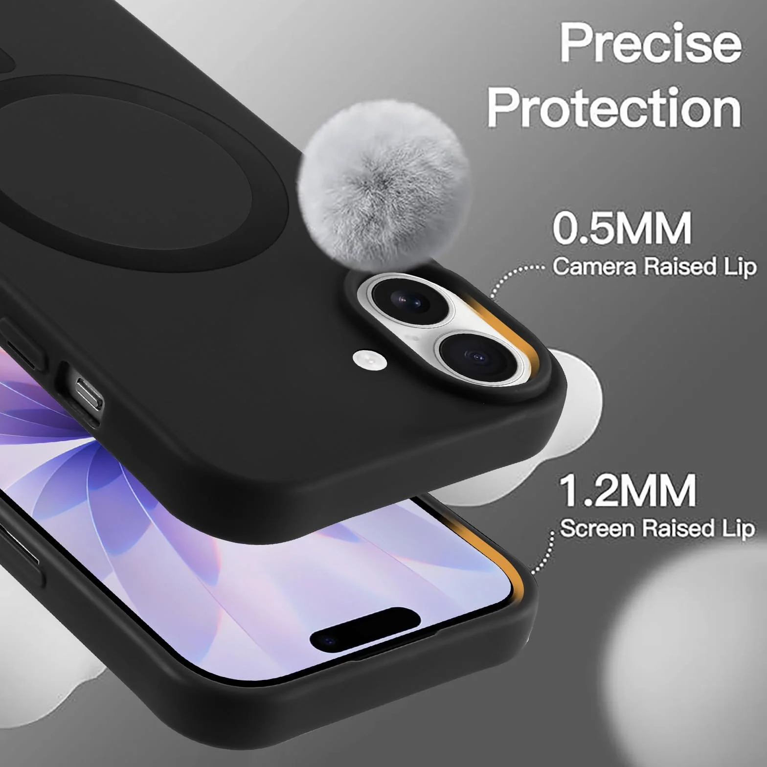 Magnetyczne etui silikonowe na iPhone 17 6.1" z paskiem na szyję, czarne