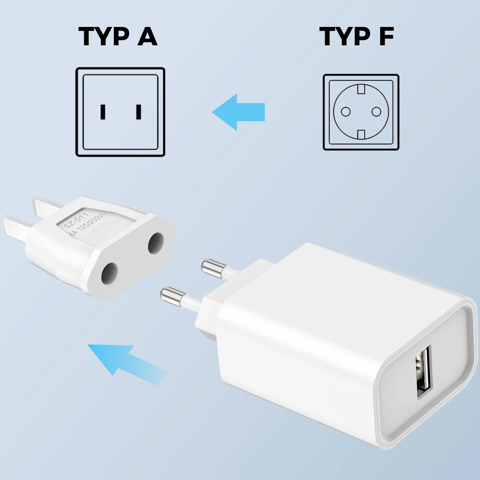 VIEVRE Adapter podróżny UE na USA, uniwersalny biały