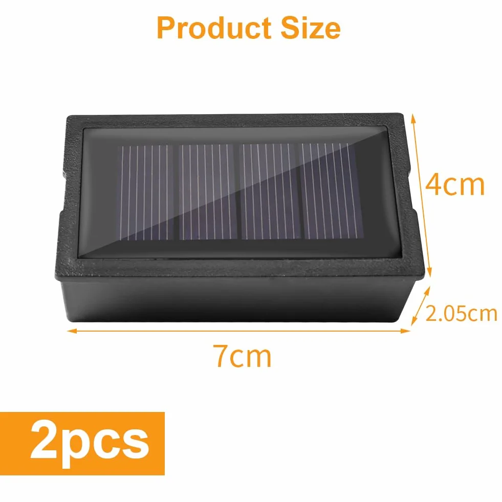 Zestaw 2 wymiennych lamp solarnych LED – panel słoneczny 4 x 7 cm z ciepłym białym światłem do lamp ogrodowych, lampionów, szklanek, balkonów – odporny na warunki atmosferyczne moduł zastępczy