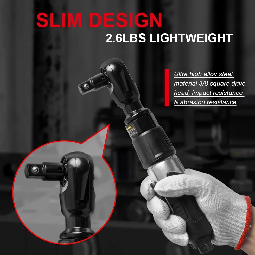 AEROPRO TOOLS Profesjonalny zestaw kluczy pneumatycznych z grzechotką 3/20.3 cm z adapterem napędowym 1/5.1 cm, pneumatyczny klucz udarowy do automatycznej konserwacji, napraw 50 stóp