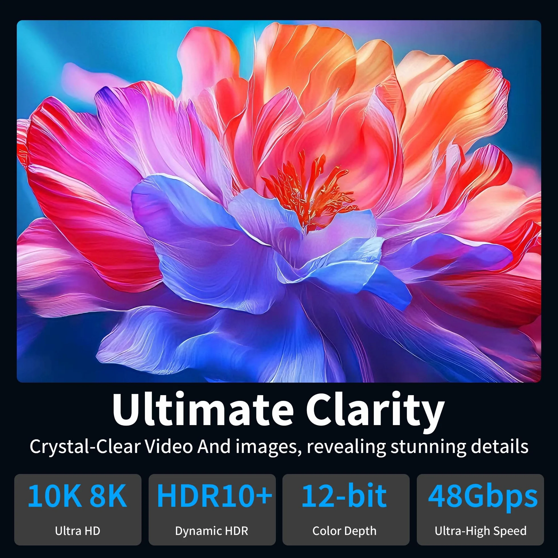 Kabel HDMI 5m 10K 8K Ultra szybki HDMI 2.1 HDR10+ eARC HDCP 2.2 2.3 VRR DTS:X