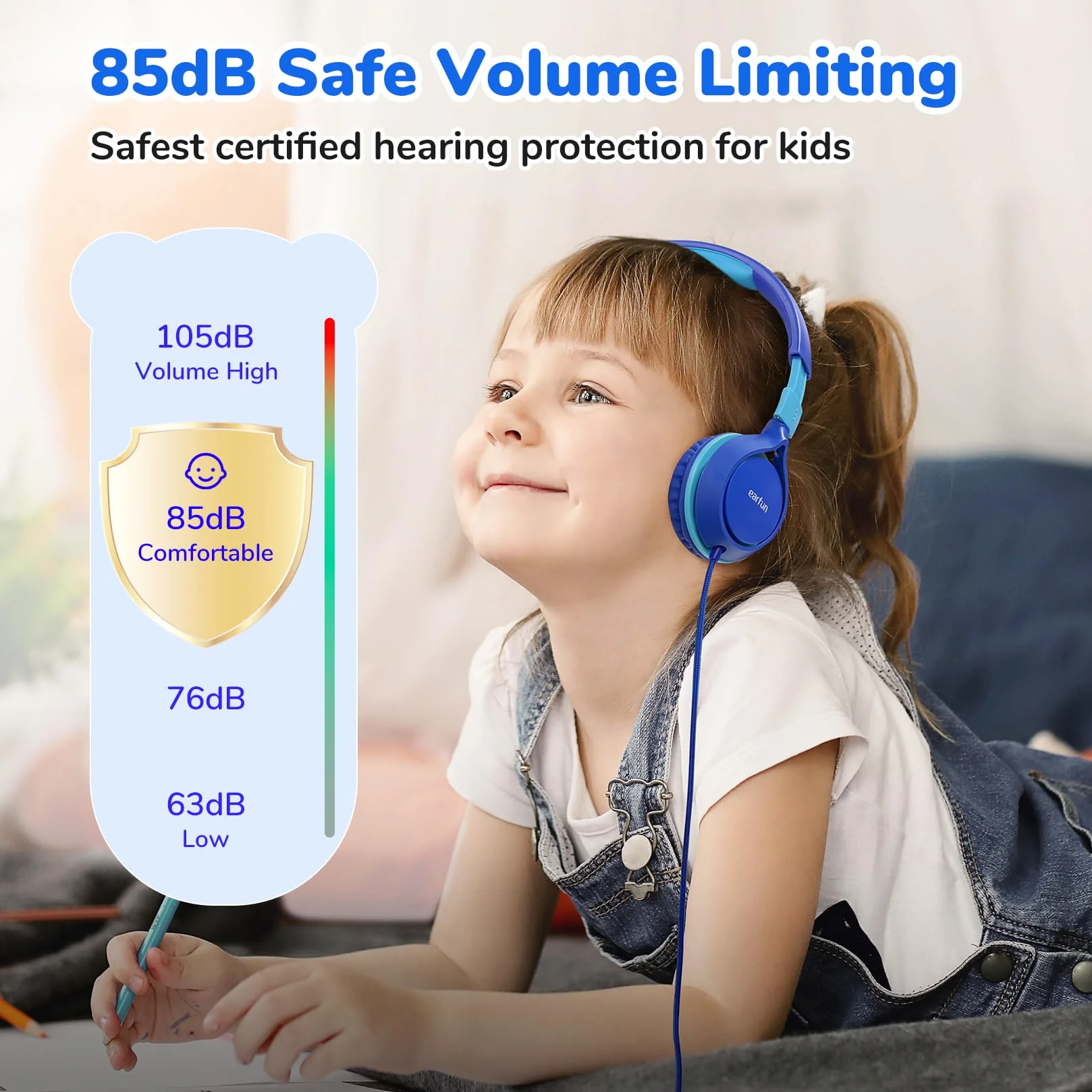 EarFun Słuchawki dla dzieci przewodowe składane z ogranicznikiem głośności 85dB