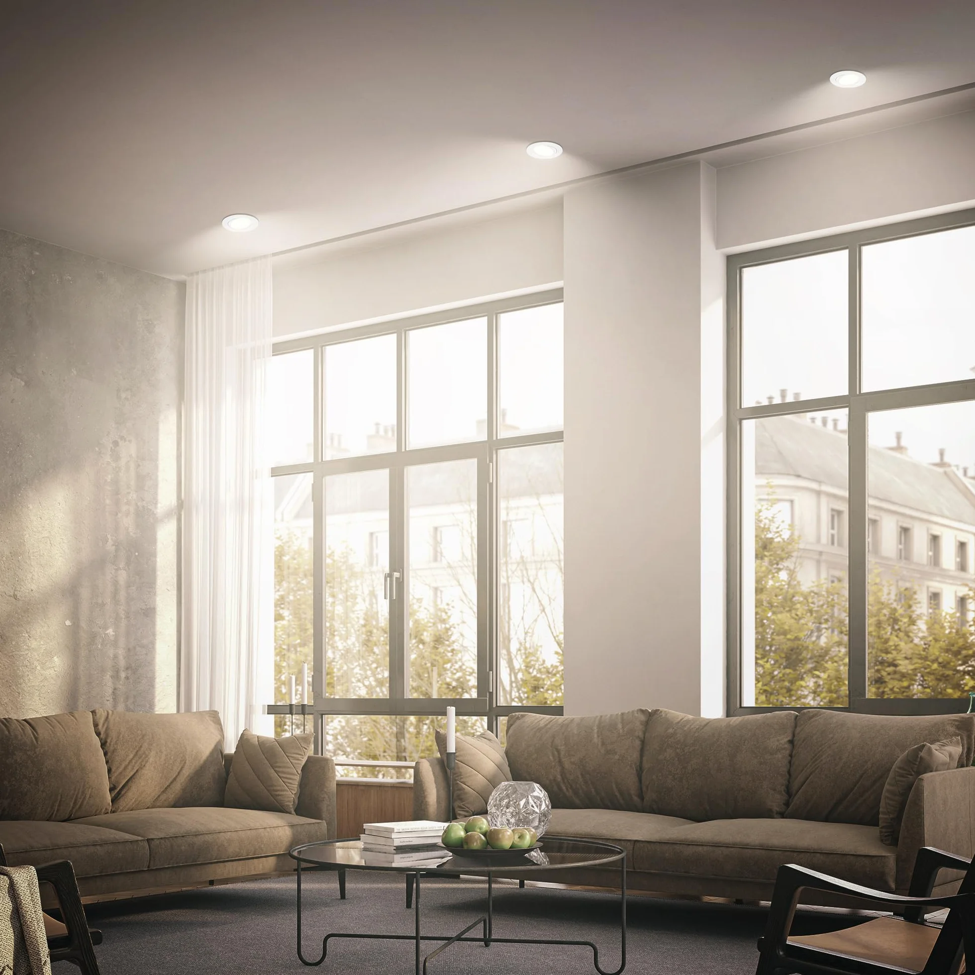 BRILONER - Zestaw 3 reflektorów wpuszczanych 230V płaskich, obrotowych, GU10, max. 7W, reflektory sufitowe, reflektory 230V, wpuszczane, sufitowe, otwór 68mm, 8x2,2 cm, biały