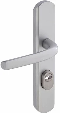 Vachette Zestaw klamek do drzwi z płytą SEMAX - wersja klucza I, odległość od środka 195 mm - łatwy montaż - aluminiowy - 5 mm regulowany ochraniacz cylindra ze stali nierdzewnej - anodowany srebrny