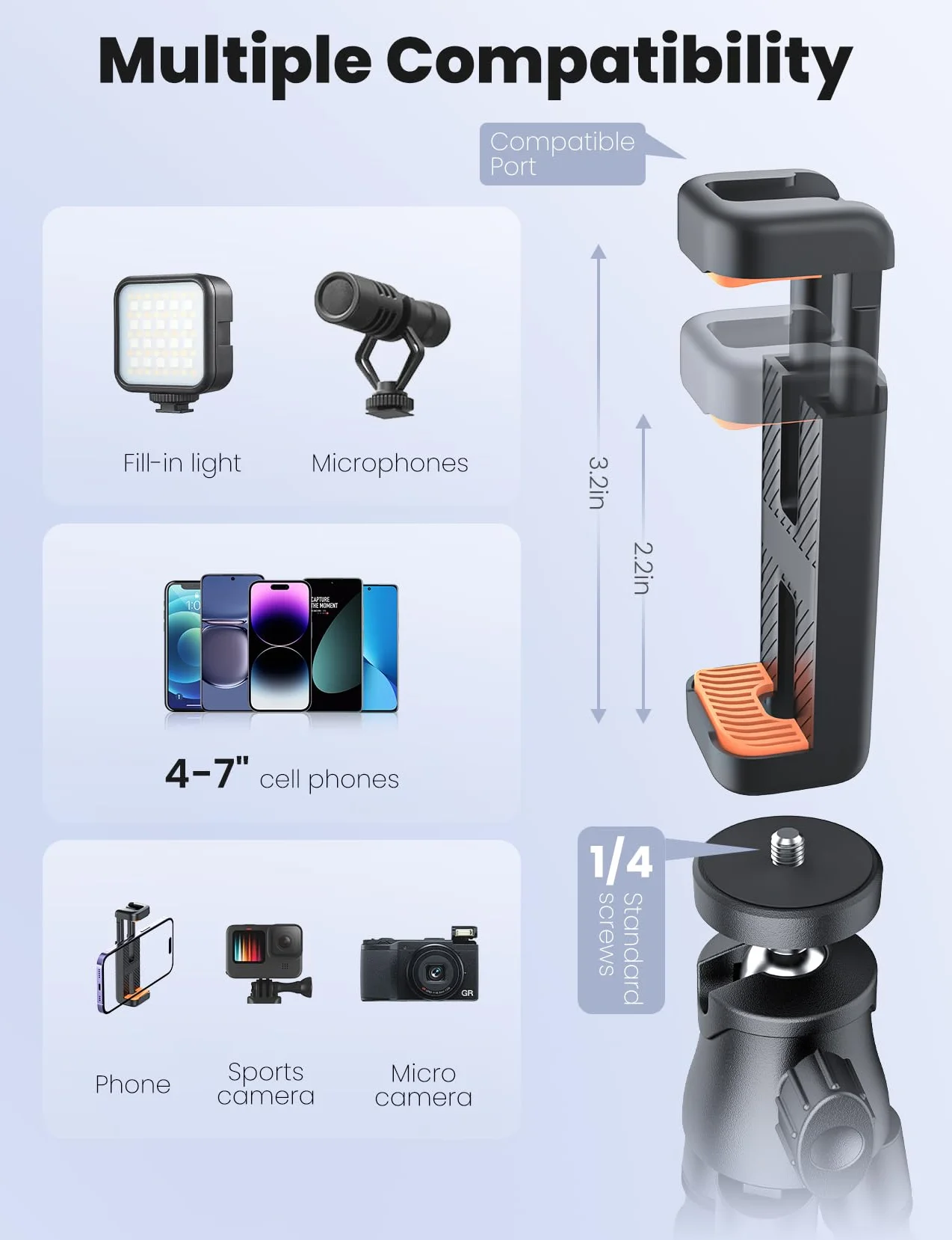 Przenośny statyw do telefonu 360° z pilotem do nagrywania wideo