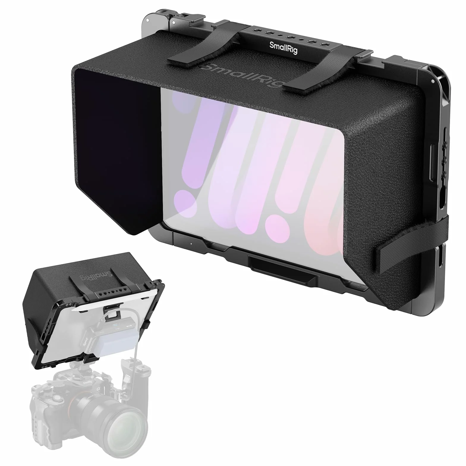 SMALLRIG Metalowa klatka do iPada Mini 6 / A17 Pro, adapter do statywu do iPada z otworami 1/4"-20, 3/8"-16, uchwyt do zimnego buta, monitor z zaciskiem - MD5058