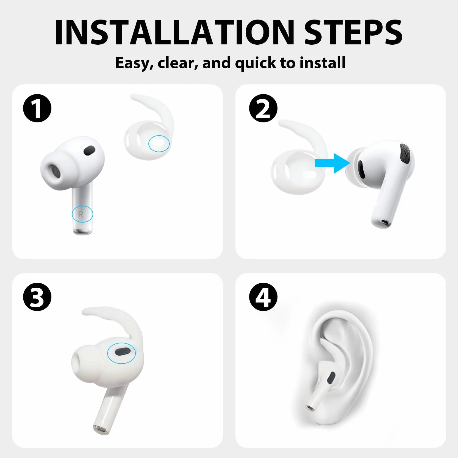 Adhiper Silikonowe Haczyki na Ucho do AirPods Pro 3. Generacji 2025, Antypoślizgowe, Odporne na Upadki