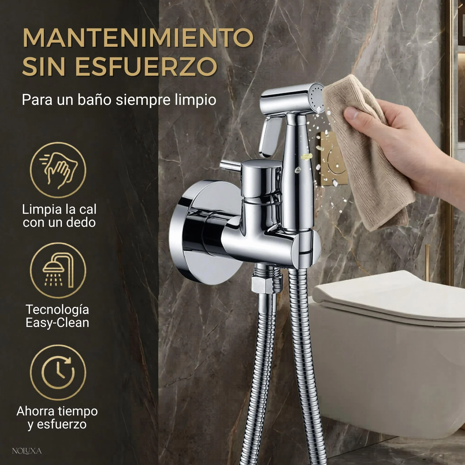 IMEX Bidet bateria do zabudowy do toalety, prysznic bidet, zimna i gorąca woda, higieniczna głowica prysznicowa do toalety bidet, spryskiwacz bidet, zamiennik bidetu, seria monachijska, kolor chrom