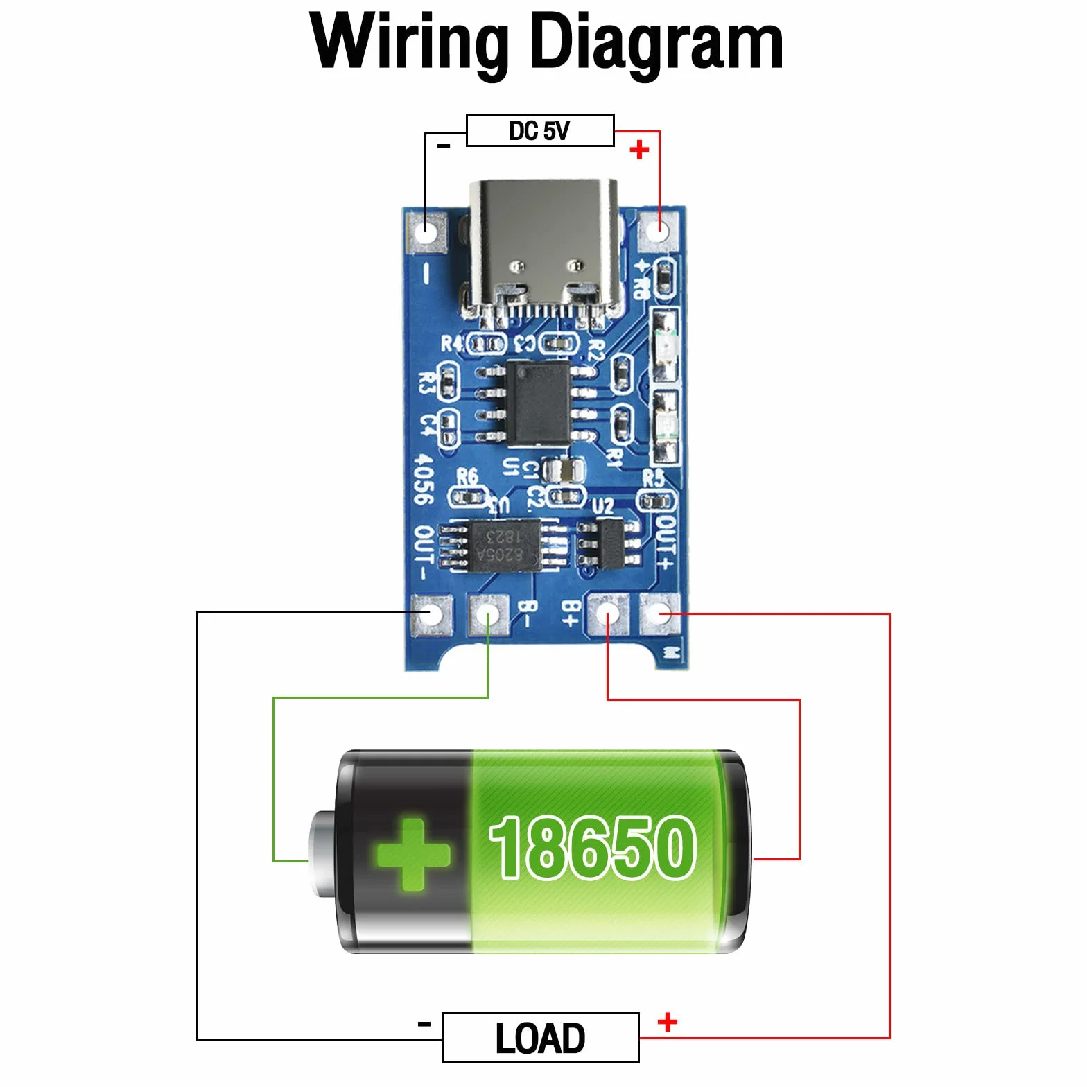 Aideepen TC4056 Typ-C USB-C 5V 1A 18650 LiIon Ładowarka moduł z podwójnymi funkcjami ochrony