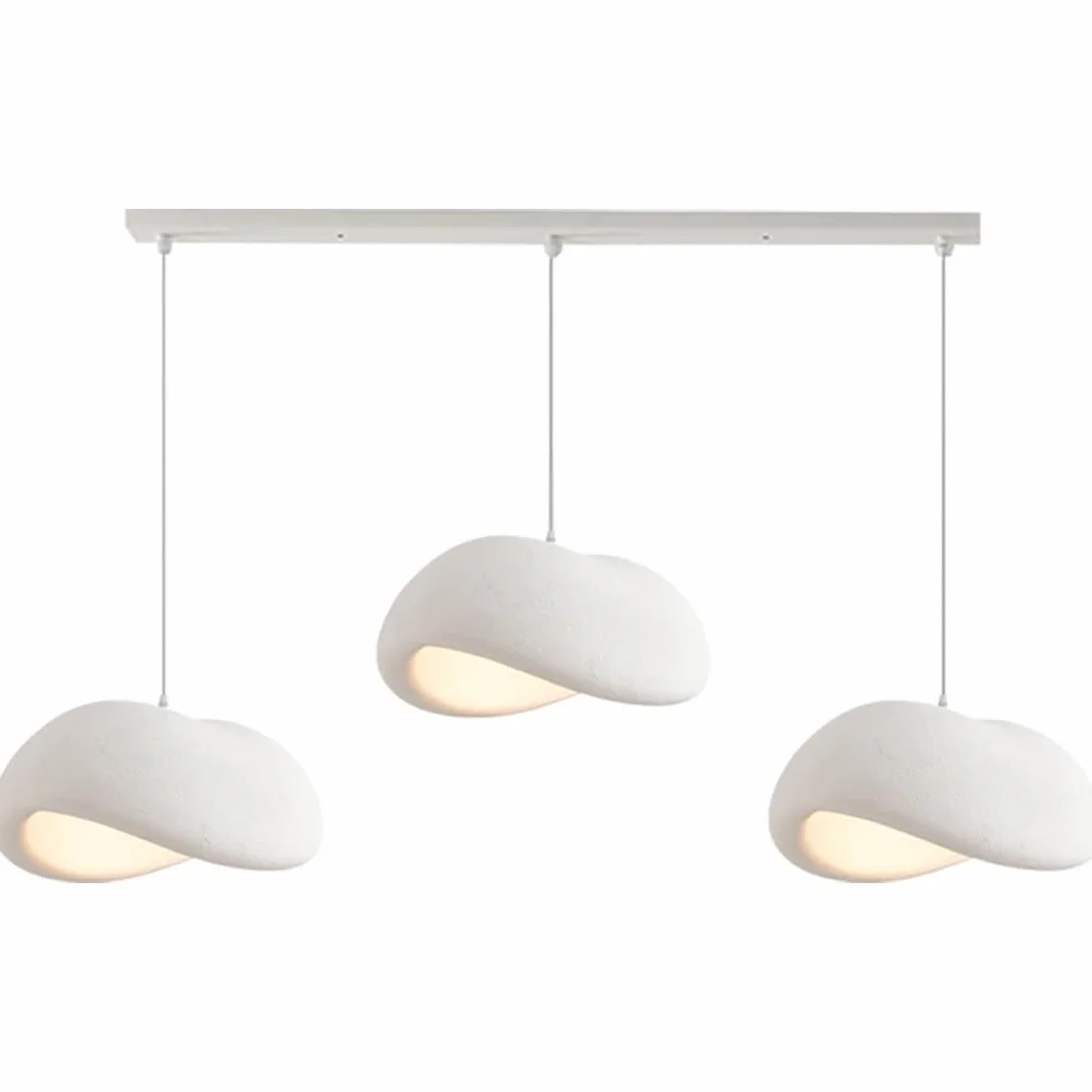 Kreatywna Lampa Wisiąca Wabi Sabi Lampa Pendularna E27 Nowoczesny Styl Japoński 3-Świetlna Biała Regulowalna Wysokościowo Żyrandol Do Stołu Jadalniskowego Salonu Jadalni Oświetlenie(Long)