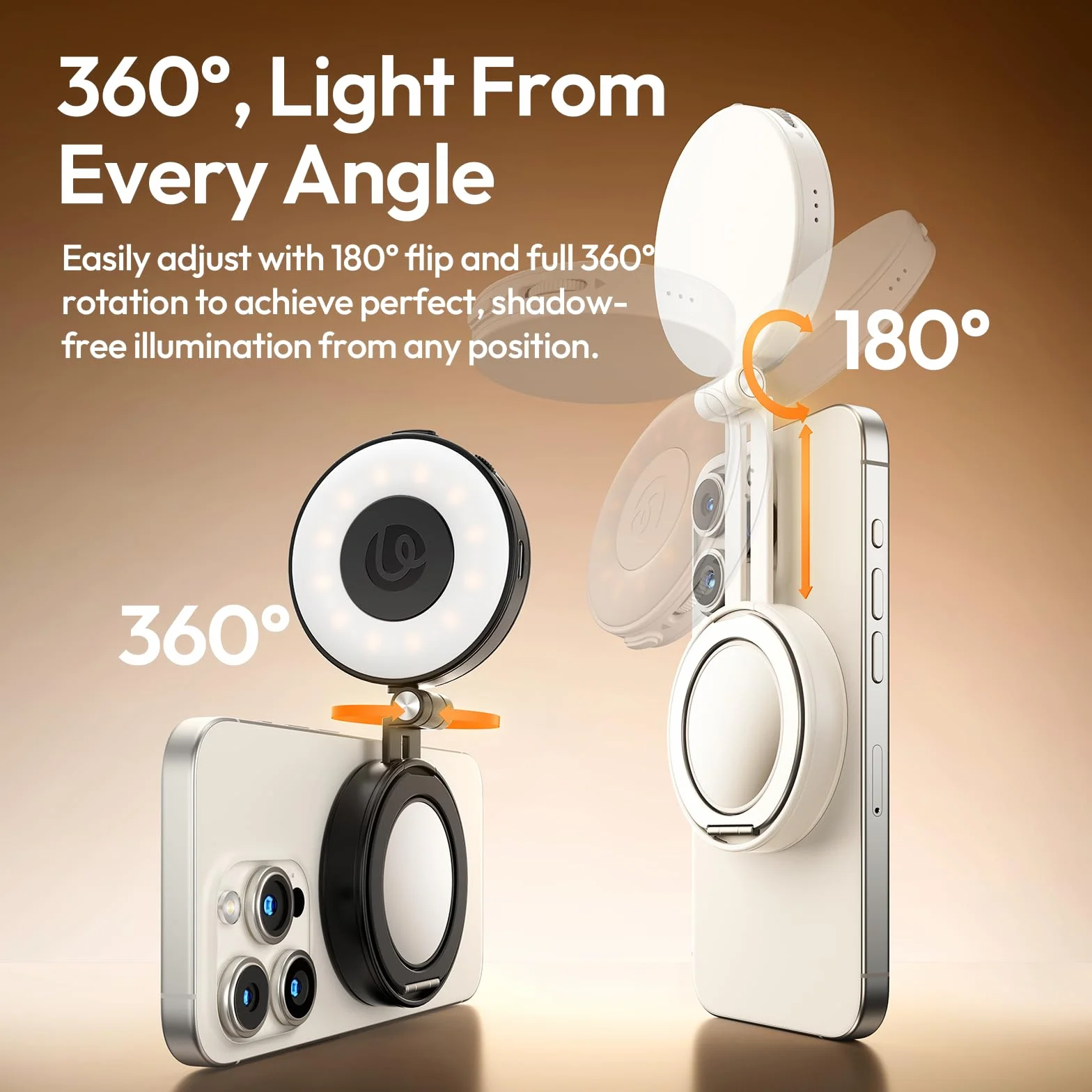 ULANZI LM23 Magnetyczna lampa pierścieniowa do selfie 360° Czarny
