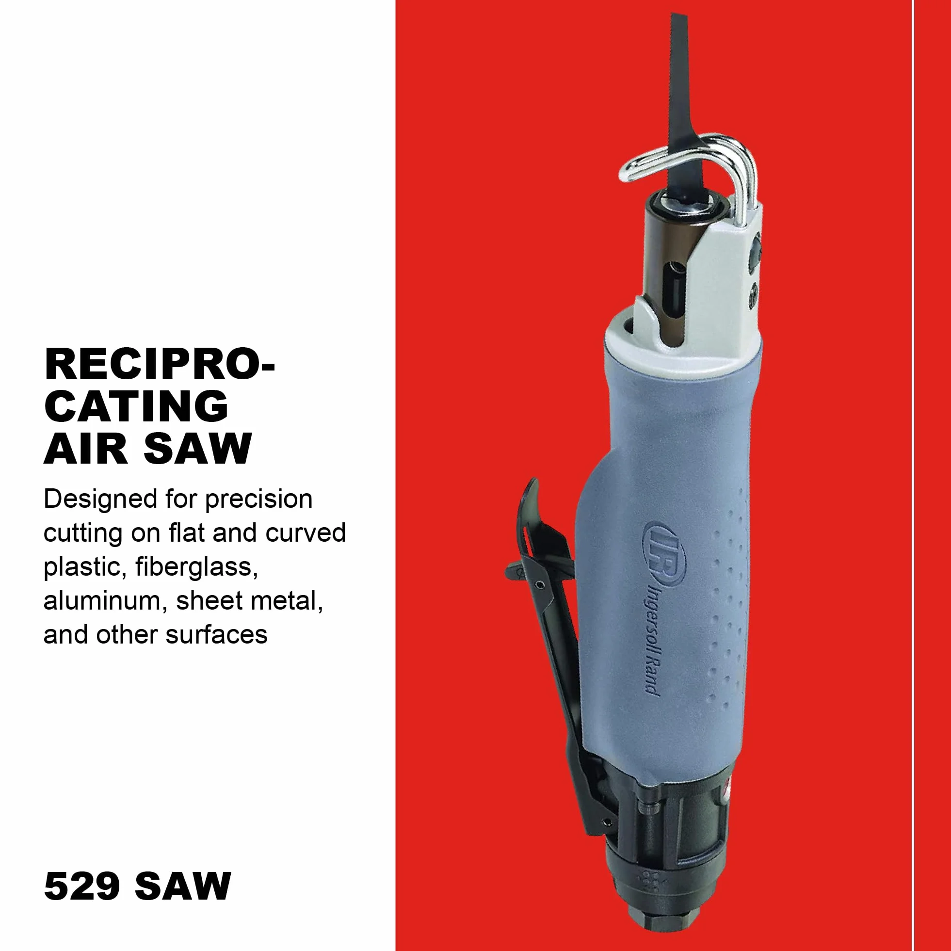 Ingersoll Rand Piła szablasta 529, o niskim poziomie wibracji, pneumatyczna, z kątem cięcia 360°, 6 ostrzy, 0,7 kg