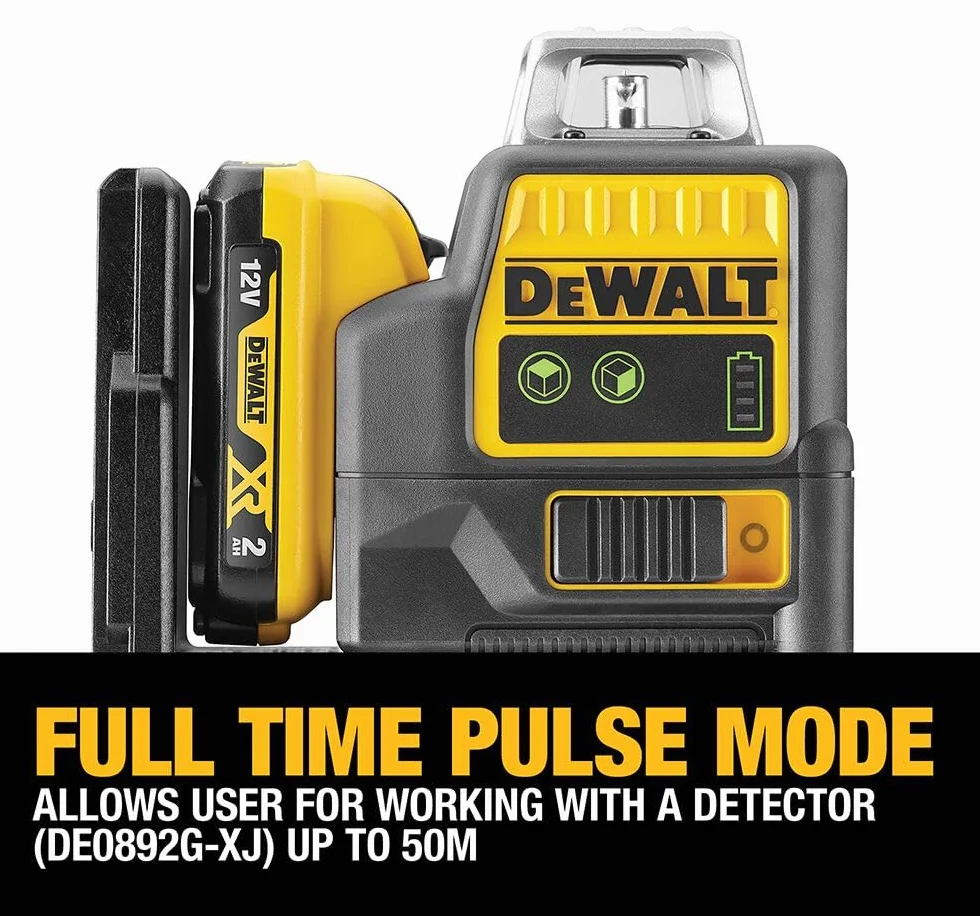 Dewalt 10,8 V, 2 x 360°, zielony DCE0811D1G (samopoziomujący, poziomy i pionowy, w zestawie akumulator XR 10,8 V/2 Ah, ładowarka, uchwyt ścienny, tablica celownicza, okulary laserowe, walizka) 1