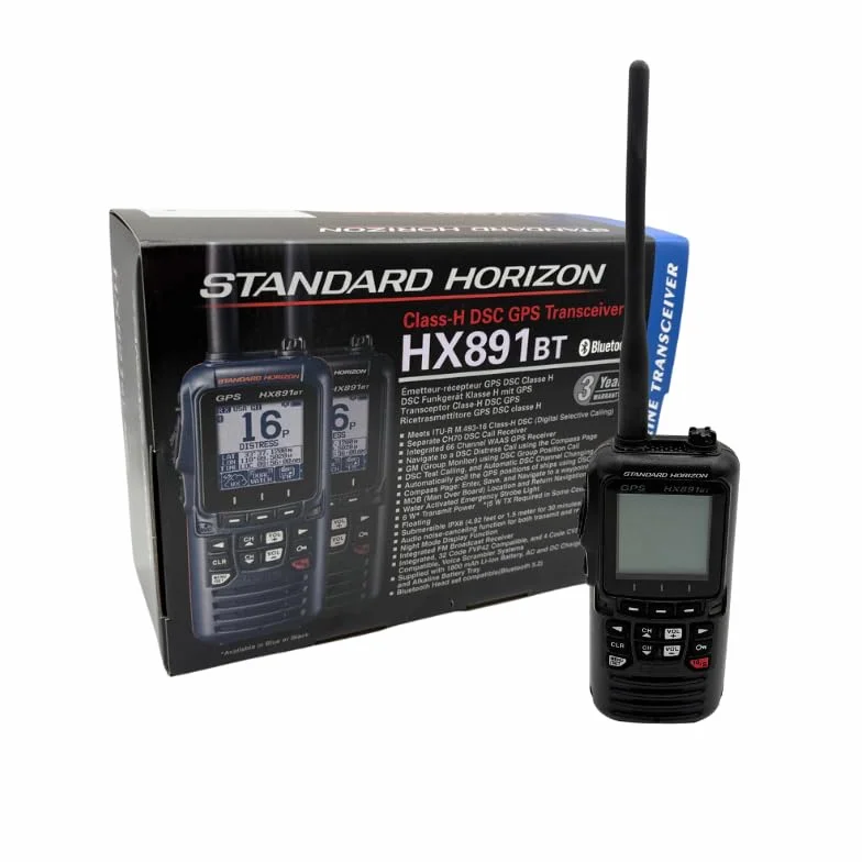 Standard Horizon HX891BT/E Ręczne radio morskie VHF, 6 W, GPS, wodoodporność IPX8, Bluetooth (czarne)
