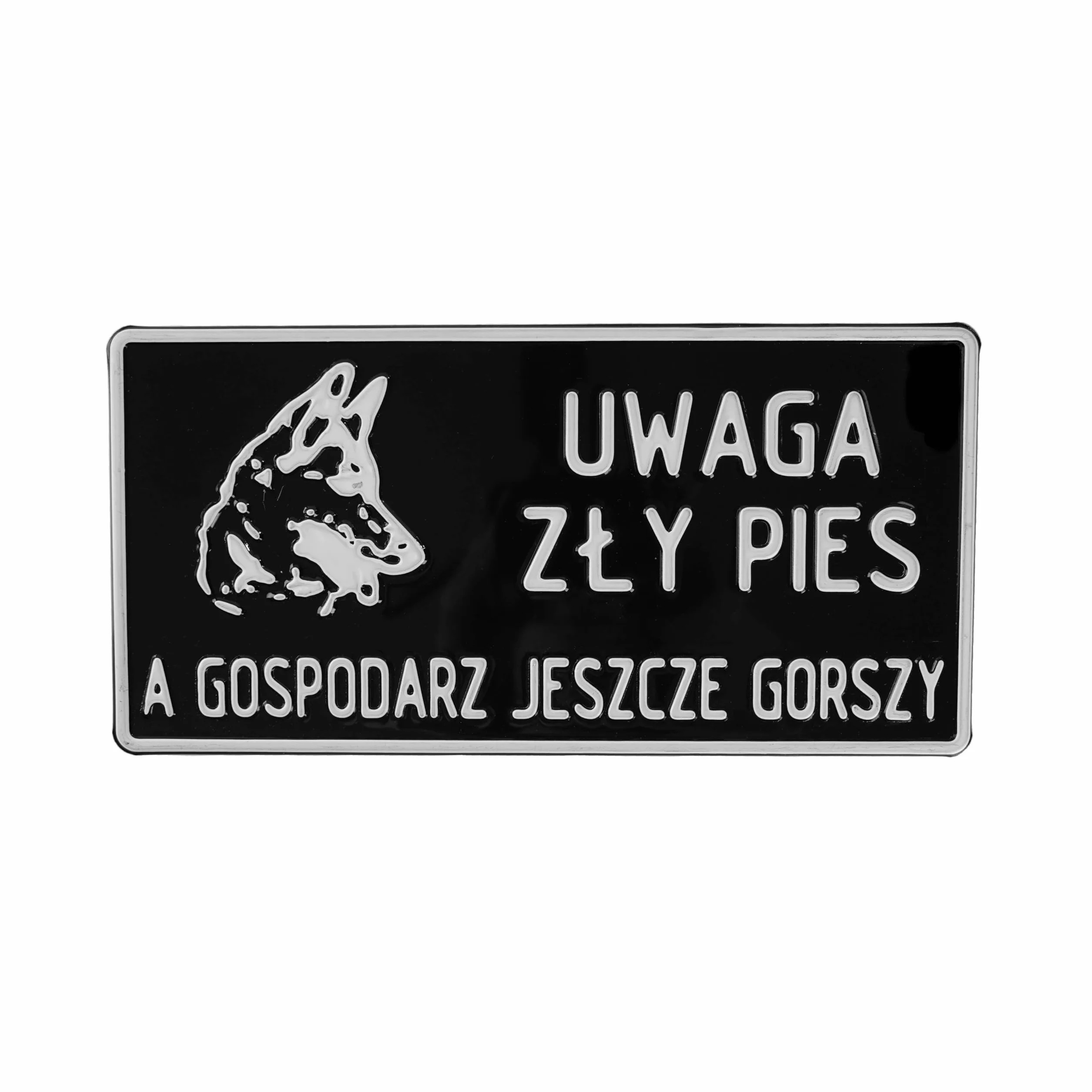 Tabliczka Aluminiowa UWAGA ZŁY PIES A GOSPODARZ JESZCZE GORSZY Tablica 14 X 29 Cm, Odporna Na Warunki Atmosferyczne, Tablica Informacyjna do Powieszenia Na Ogrodzeniu, Bramie